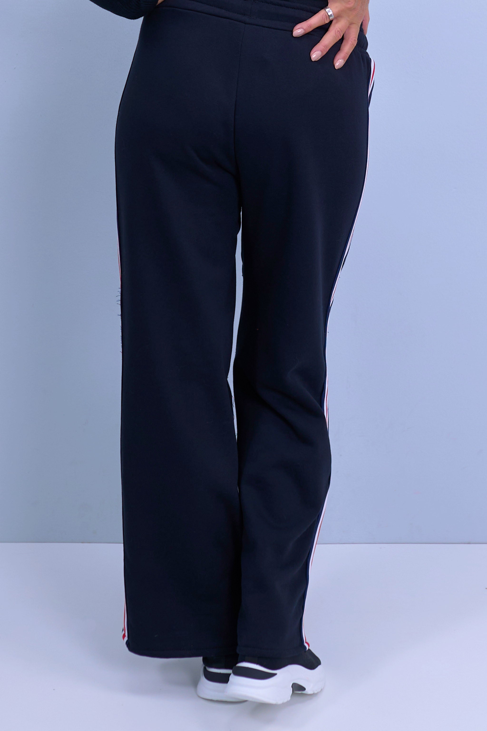 Sweatpants with jeans insert, black-denim blue