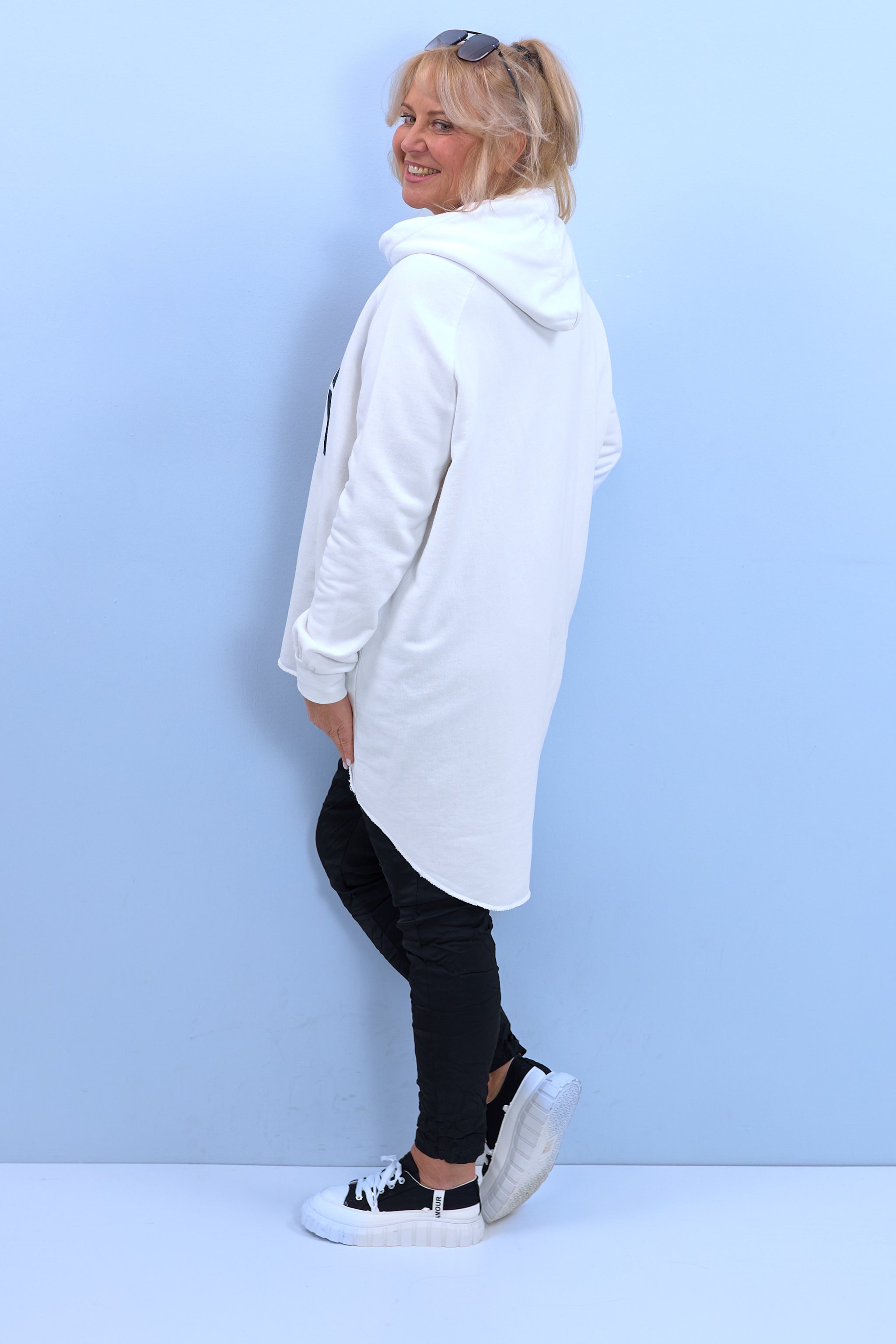Oversized hoodie, printed, white