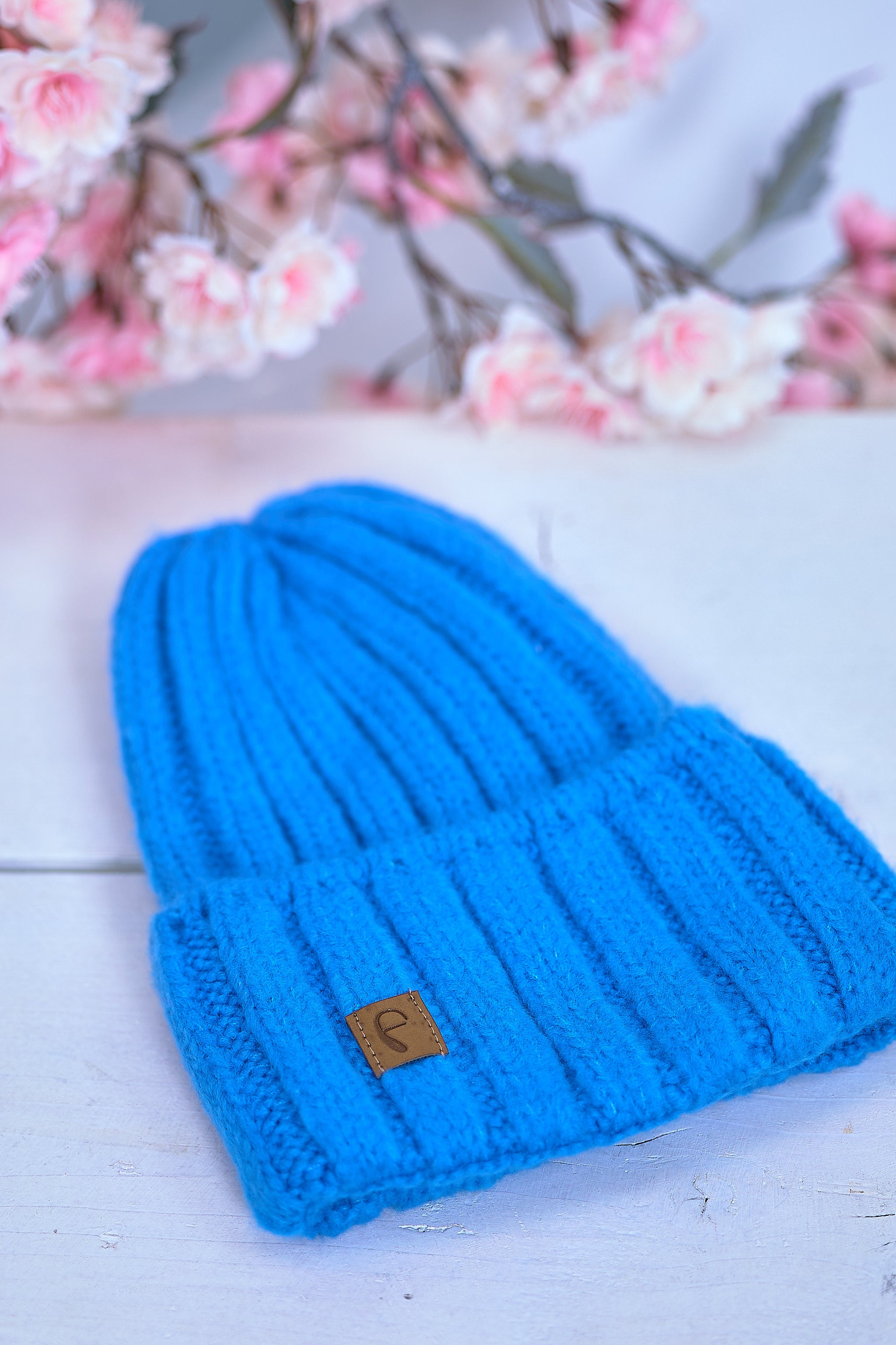 Cozy knitted hat, blue
