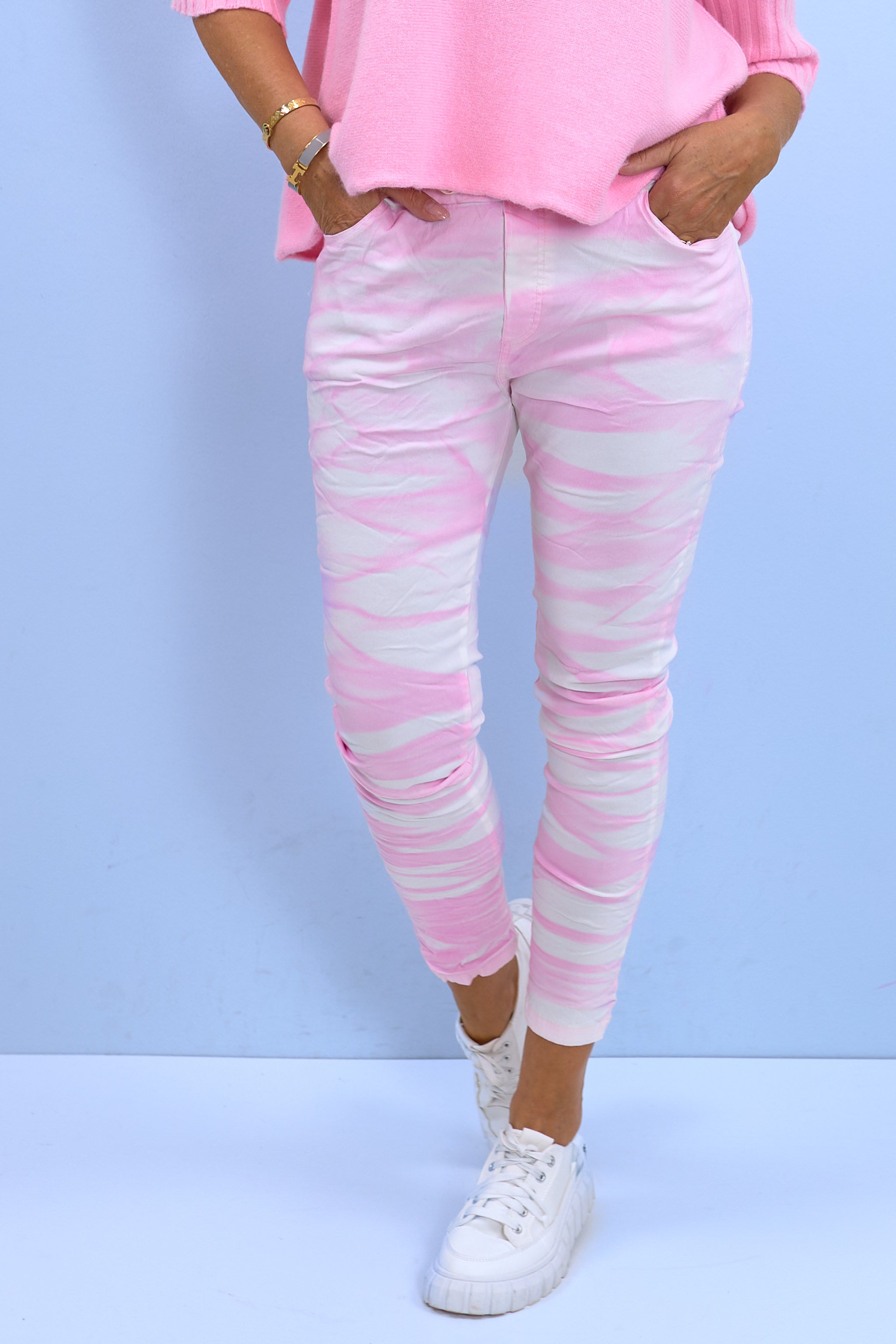 Hose mit tollem Muster, rosa-weiß