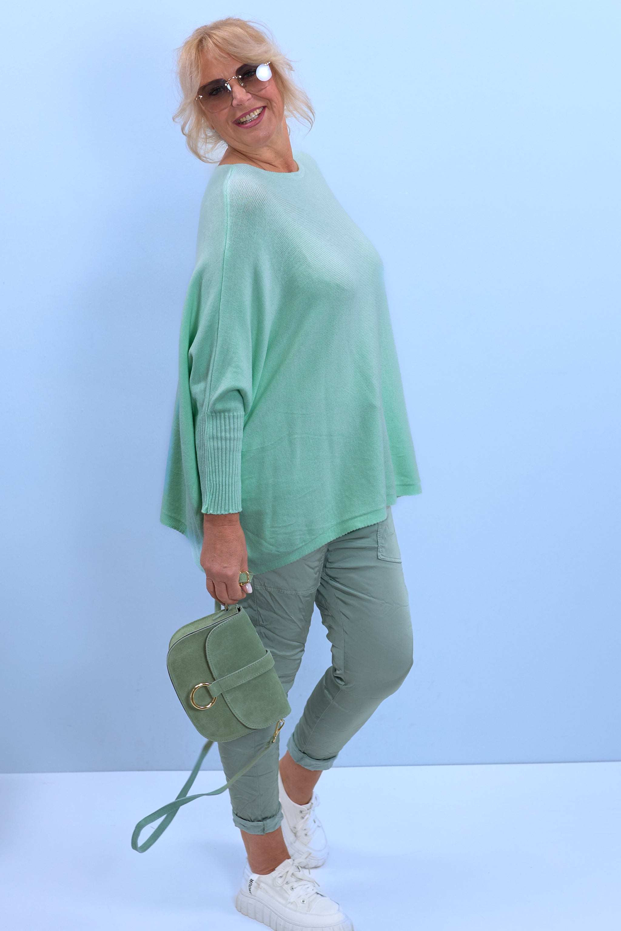 Soft oversized knitted sweater, lime green