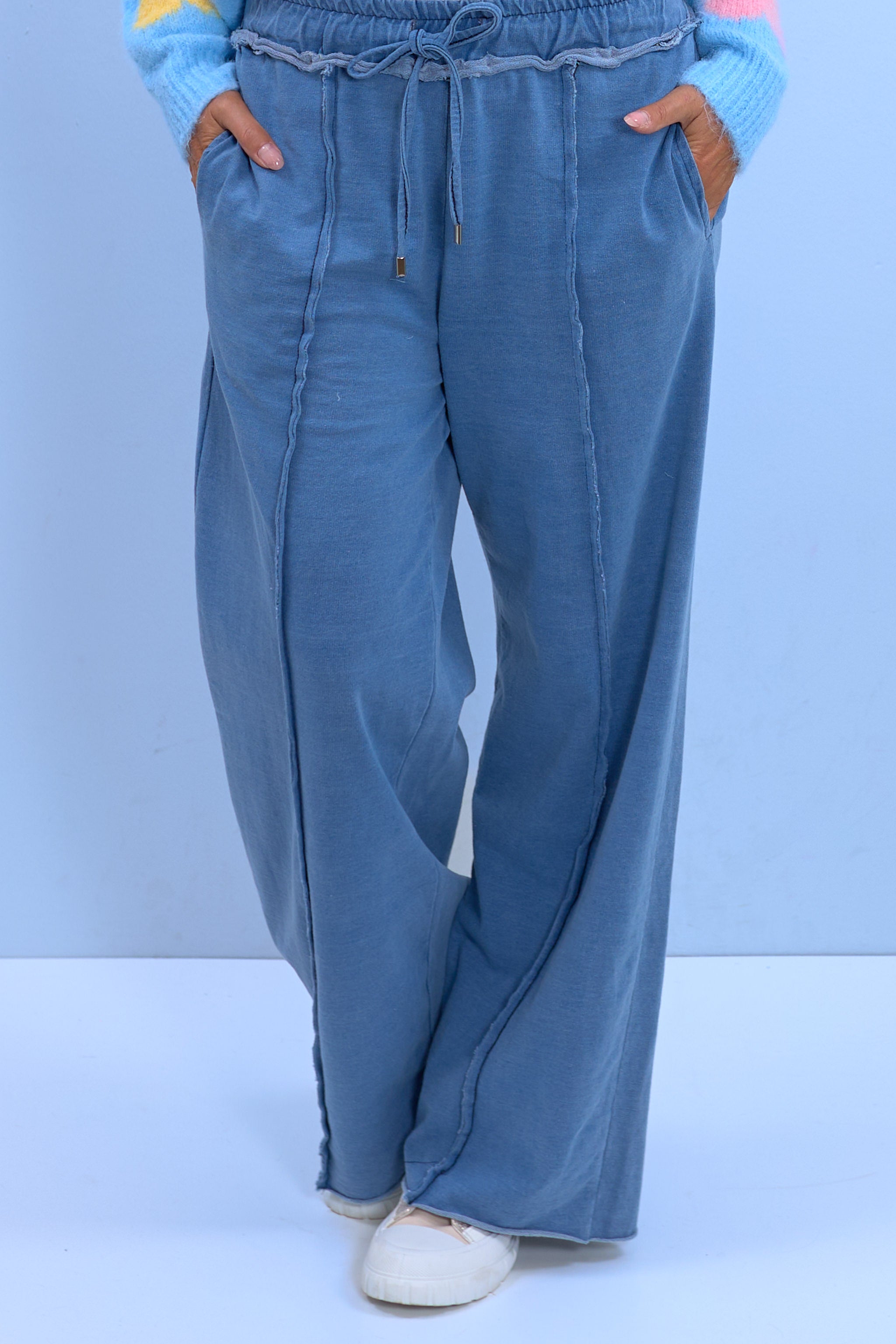Marlene style sweatpants with piping, light blue