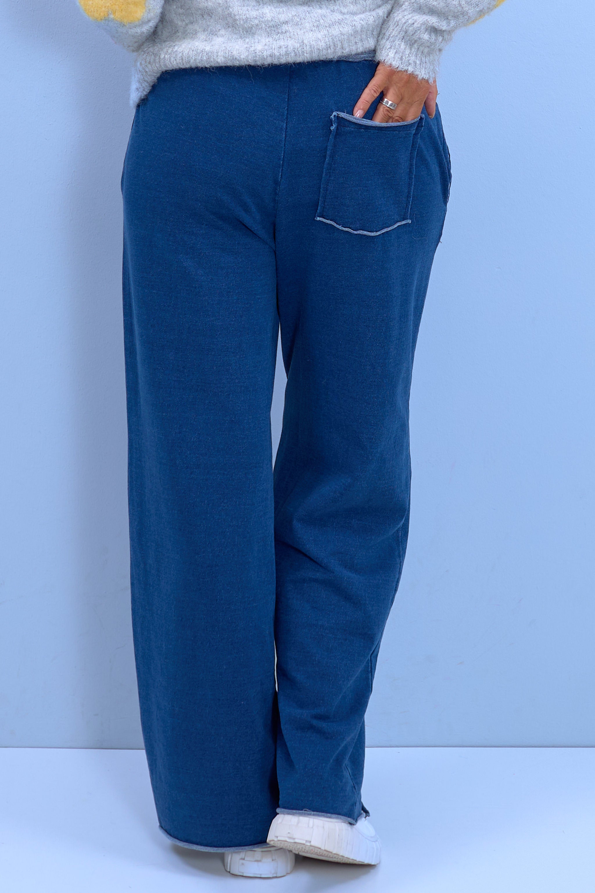 Marlene style sweatpants with piping, blue