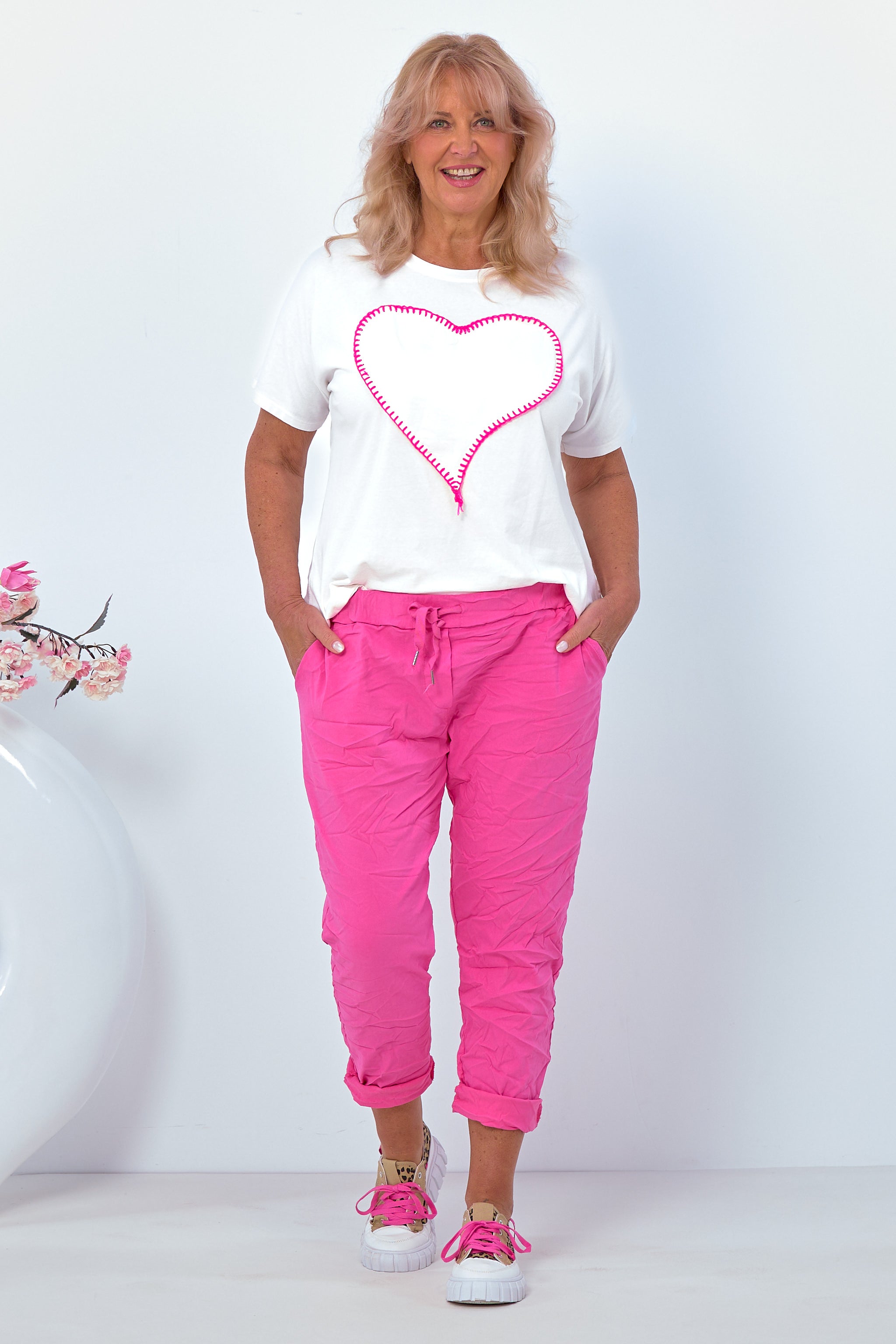 Damen Hose im Knitterlook pink TLD GmbH