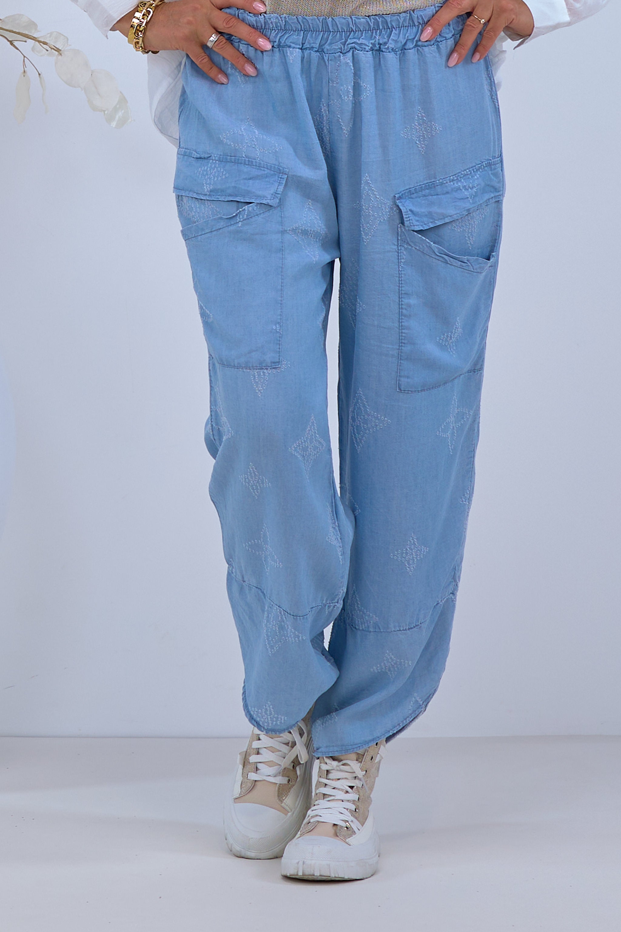 Damen lockere Hose mit Muster in blau von Trends & Lifestyle Deutschland GmbH