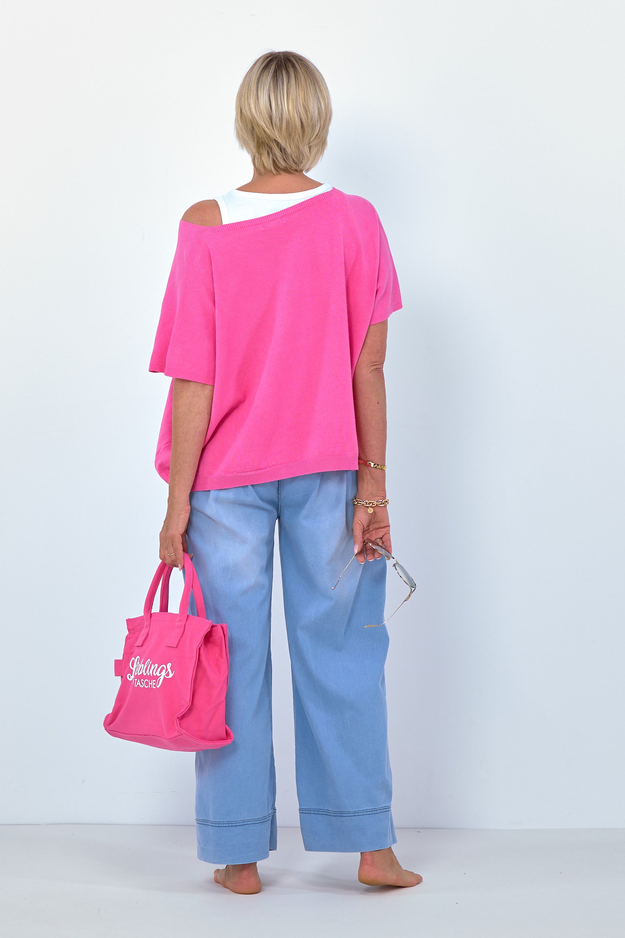 Damen Strick-Shirt Schriftzug pink TLD GmbH