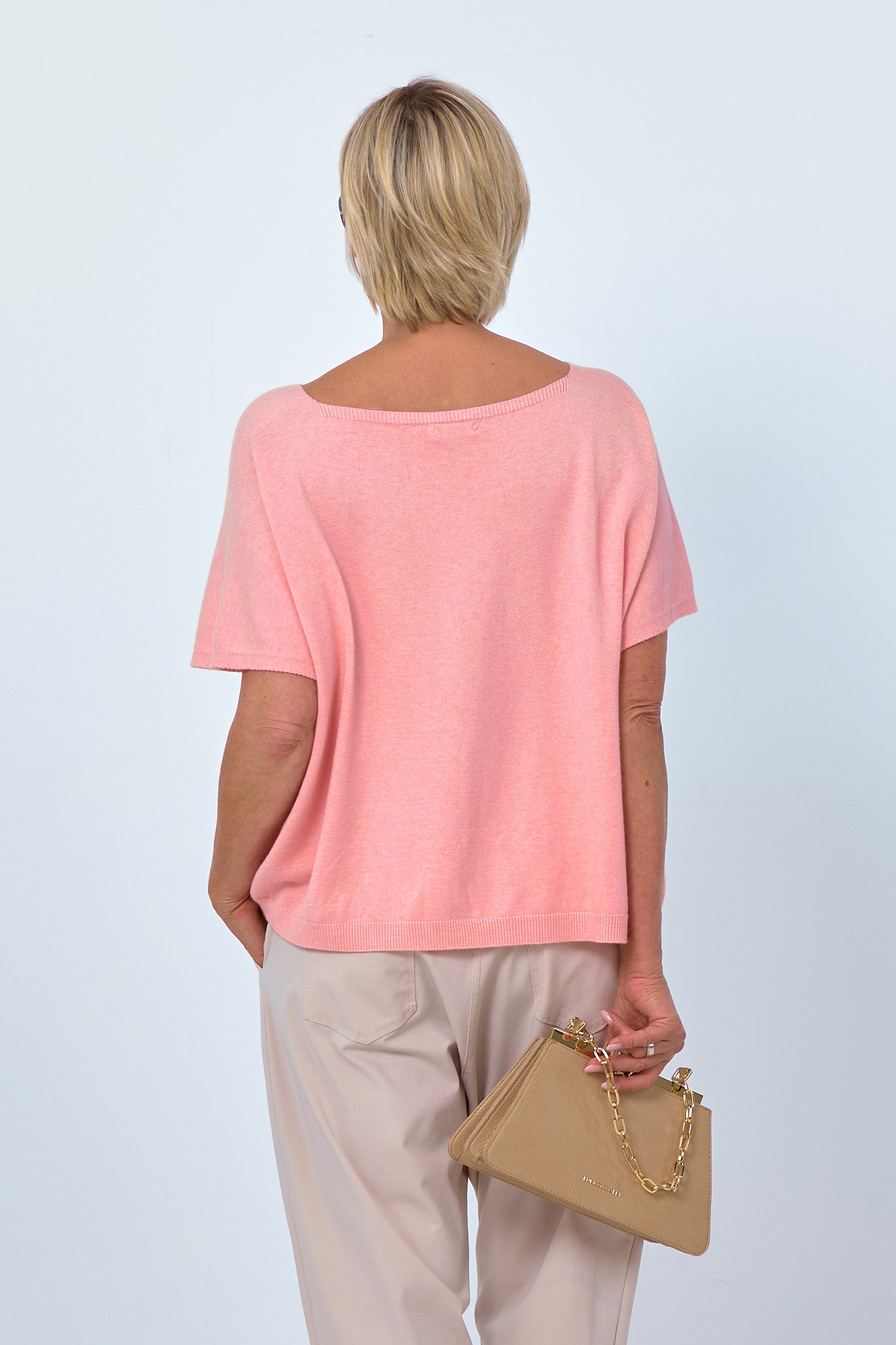 Damen Strick-Shirt Schriftzug rosa TLD GmbH