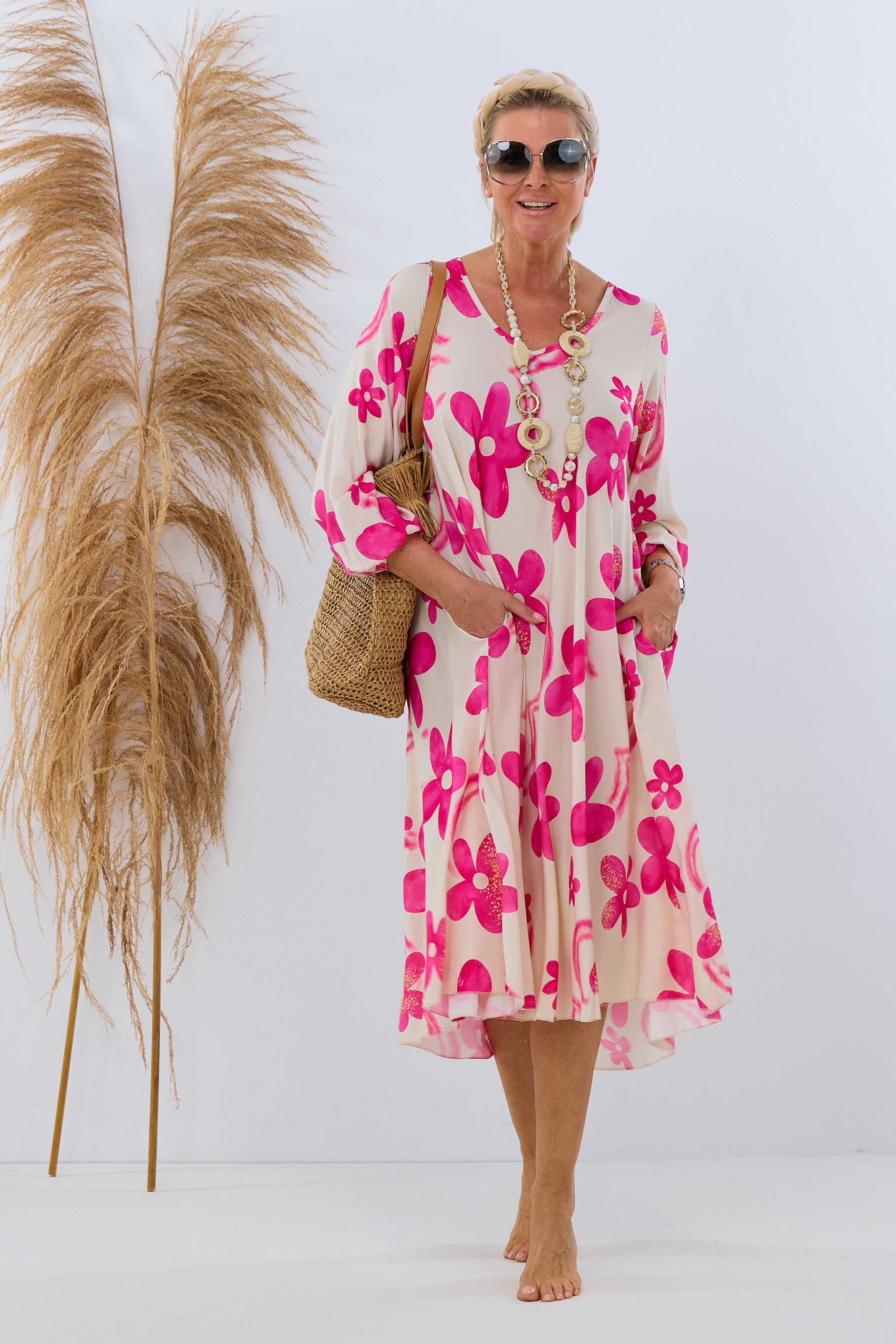 Damen Kleid Blumenprint pink TLD GmbH