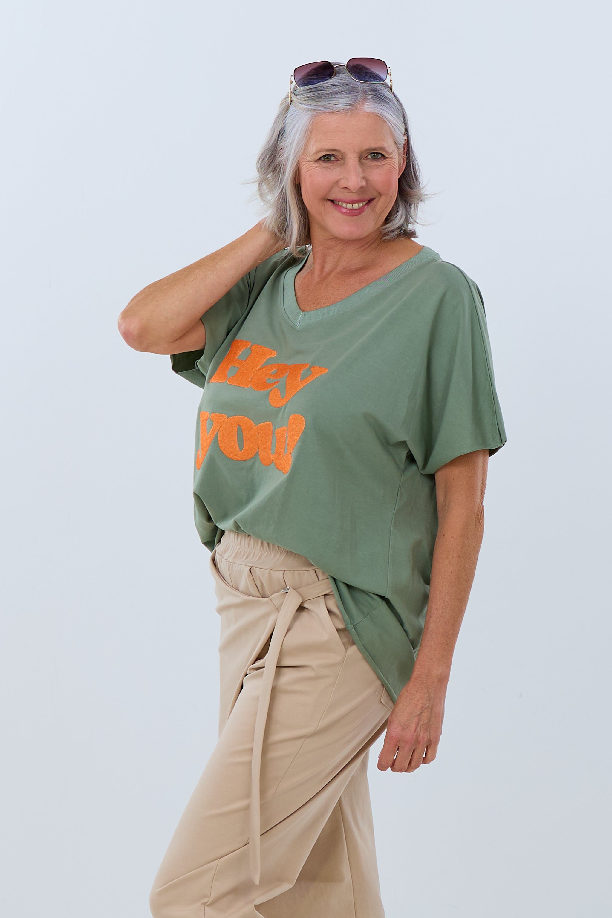 Damen T-Shirt mit Flock khaki TLD GmbH