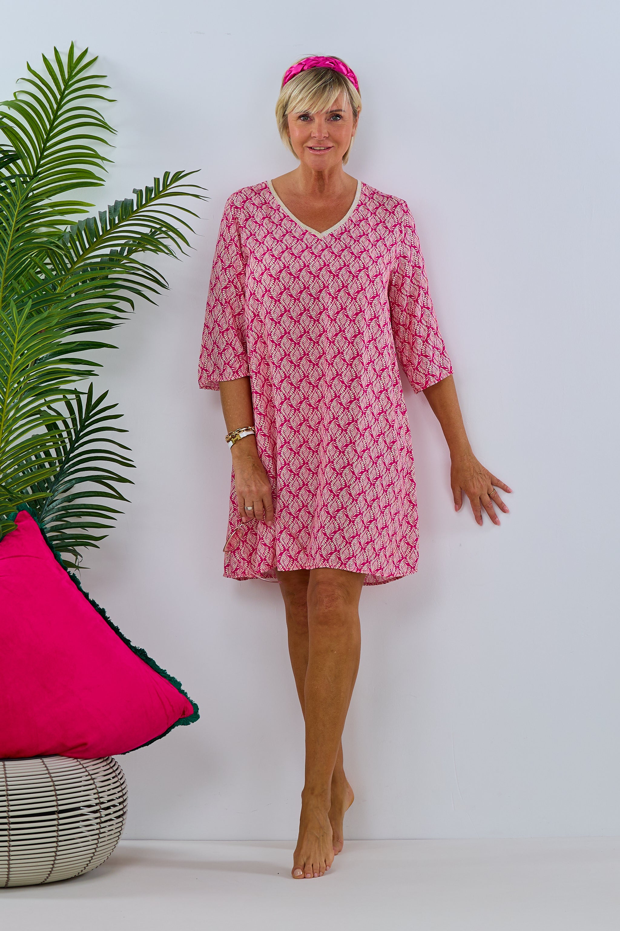 Damen Kleid Tunika mit Muster pink Trends & Lifestyle 