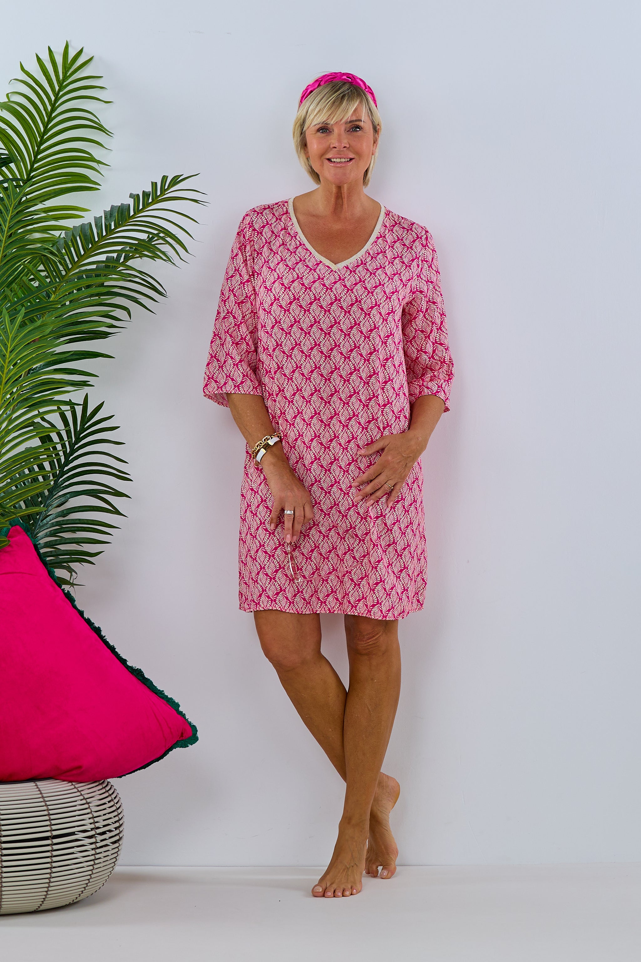 Damen Kleid Tunika mit Muster pink Trends & Lifestyle 