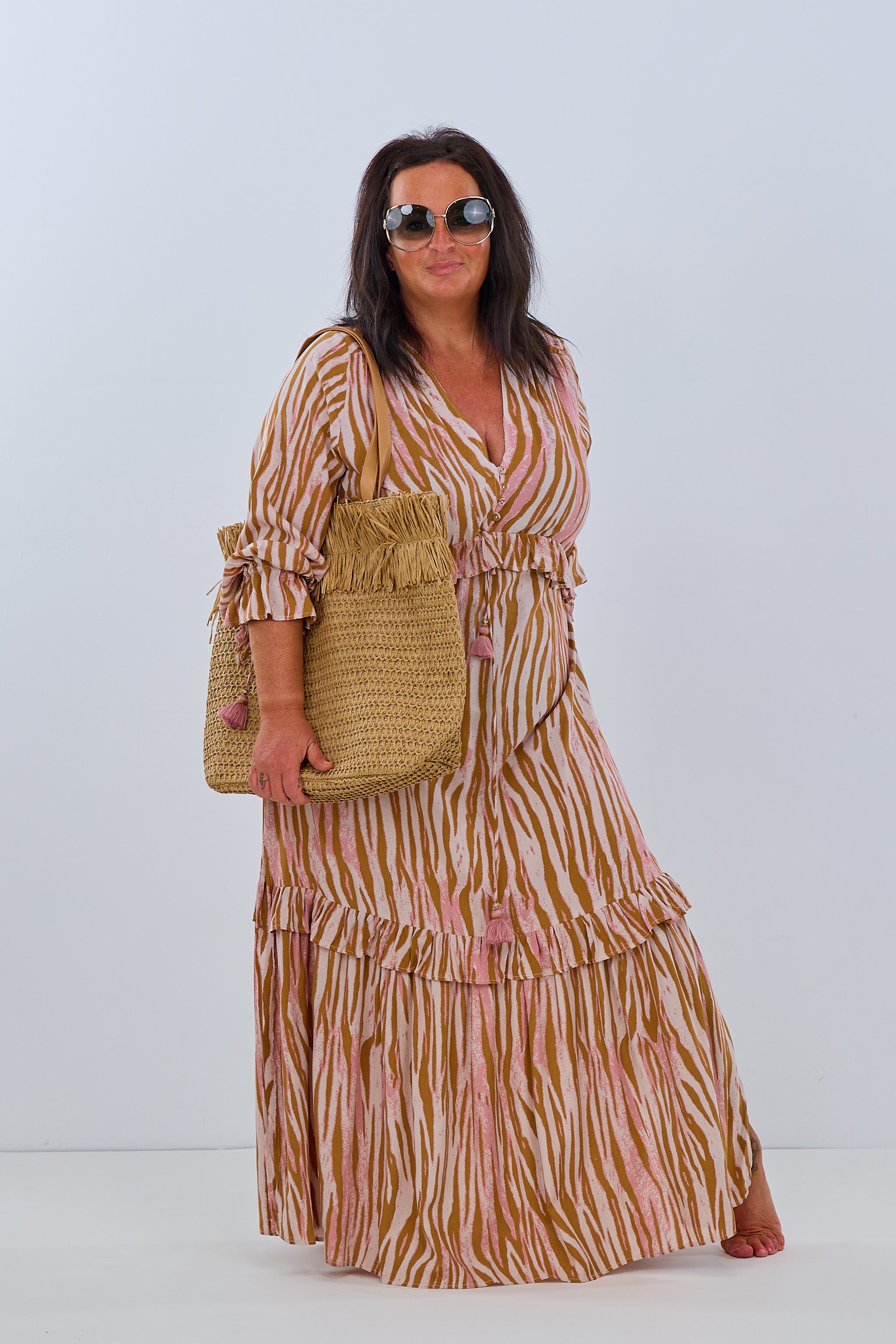 Maxi Kleid mit Volants camel von Trends & Lifestyle
