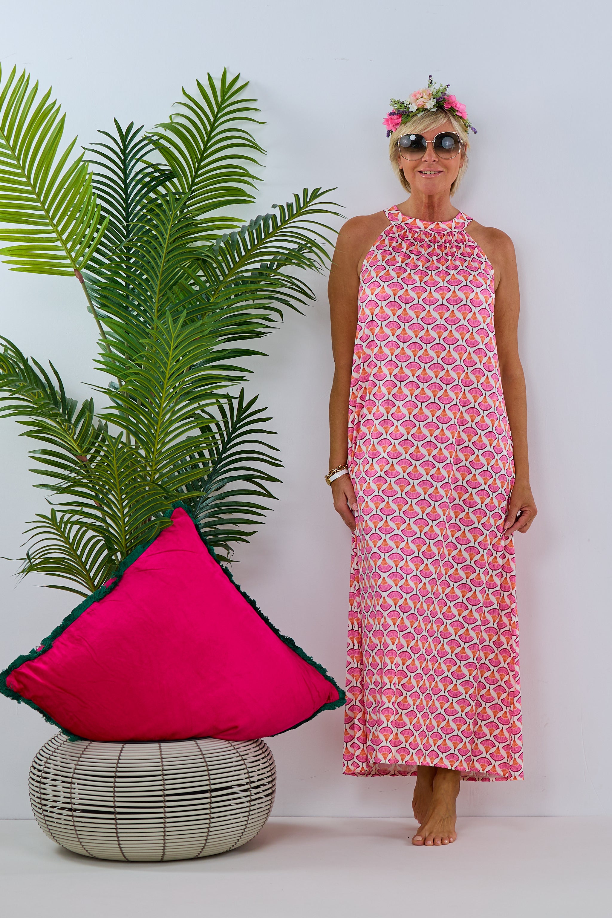 Damen Kleid Neckholder mit Muster pink Trends & Lifestyle