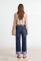 Off-Shoulder Bluse mit langen Ärmeln, beige