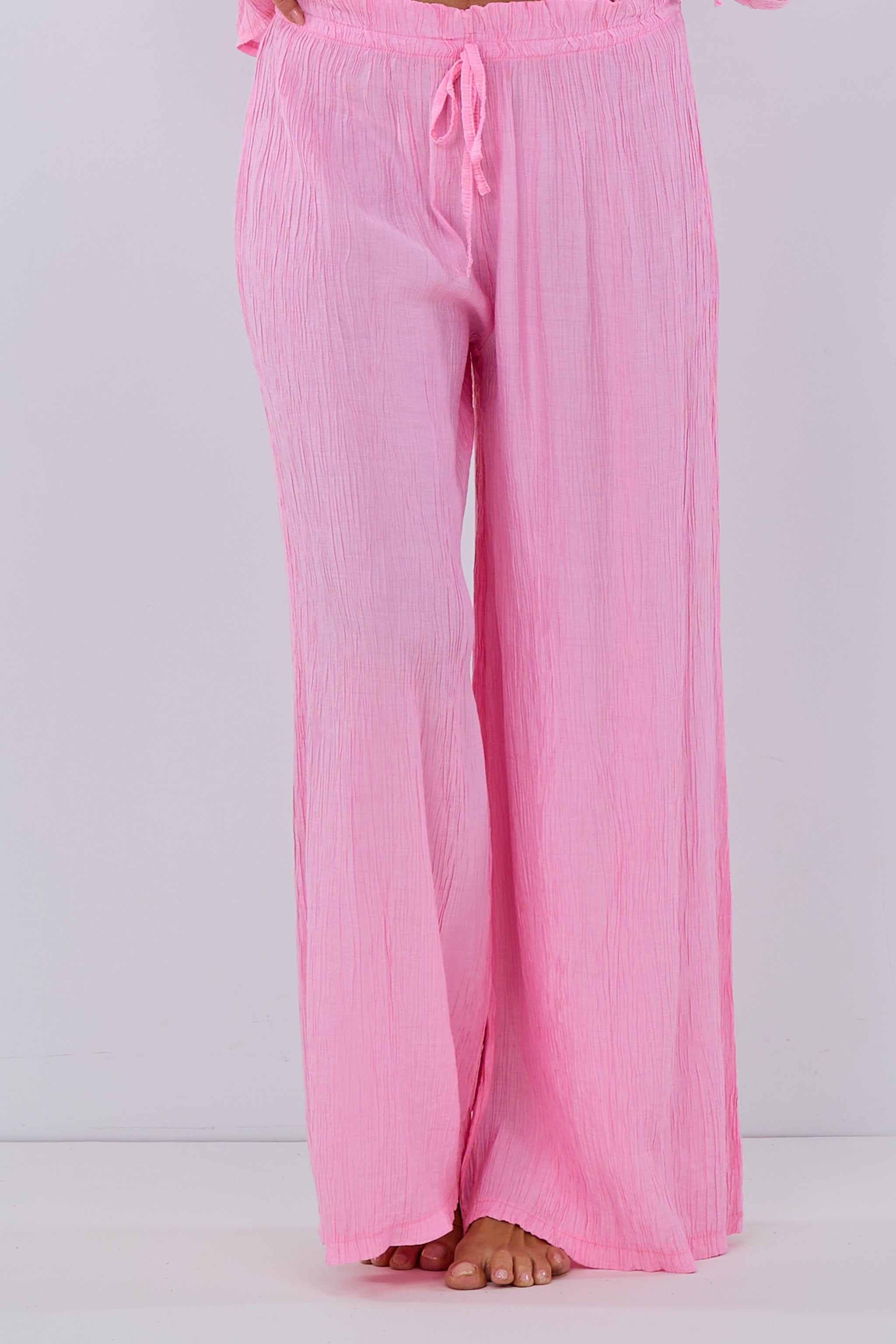 Damen Hose aus Crinkle Stoff rosa von Trends & Lifestyle