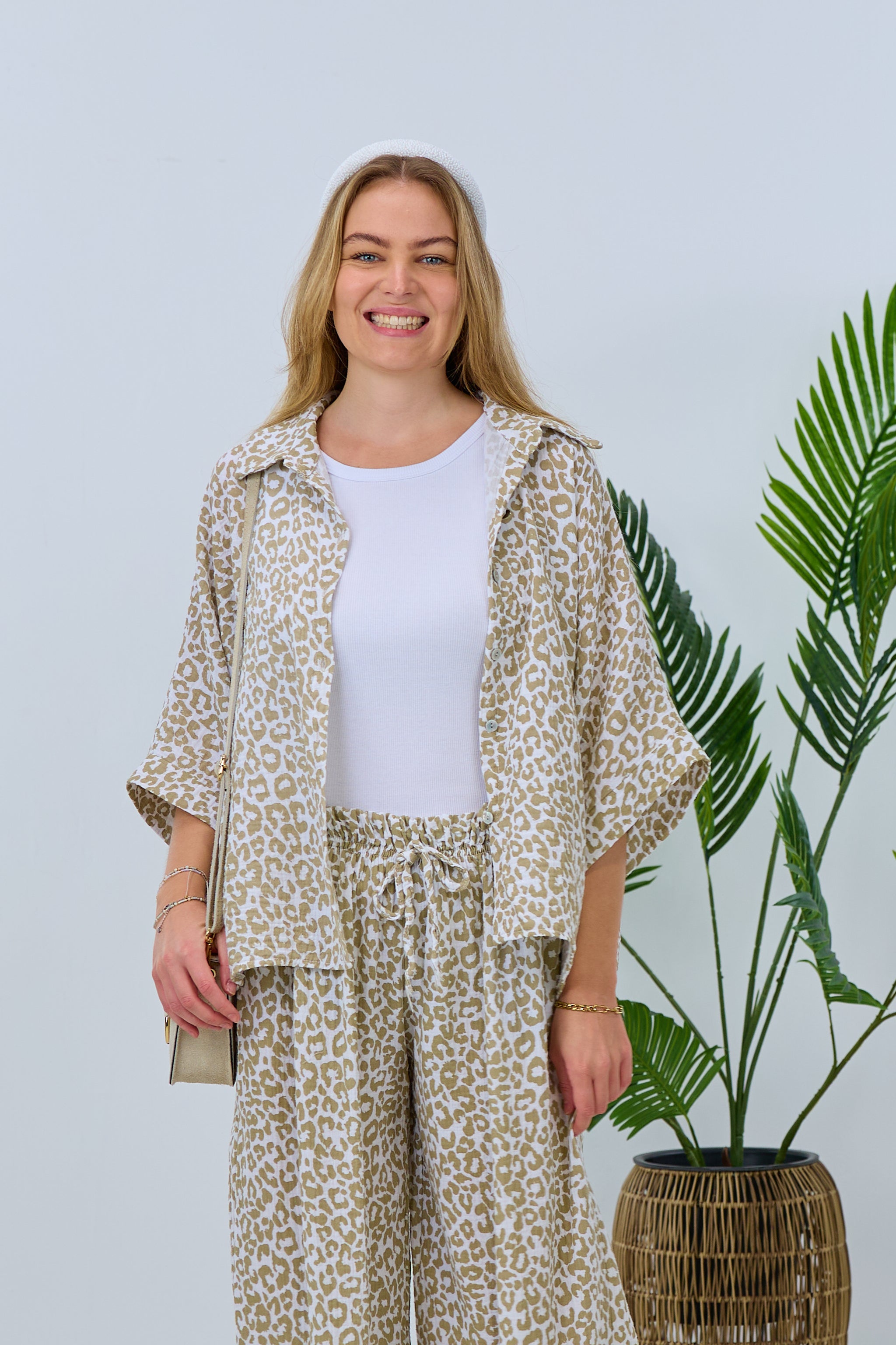 Damen Musselin Bluse taupe leo Trends & Lifestyle