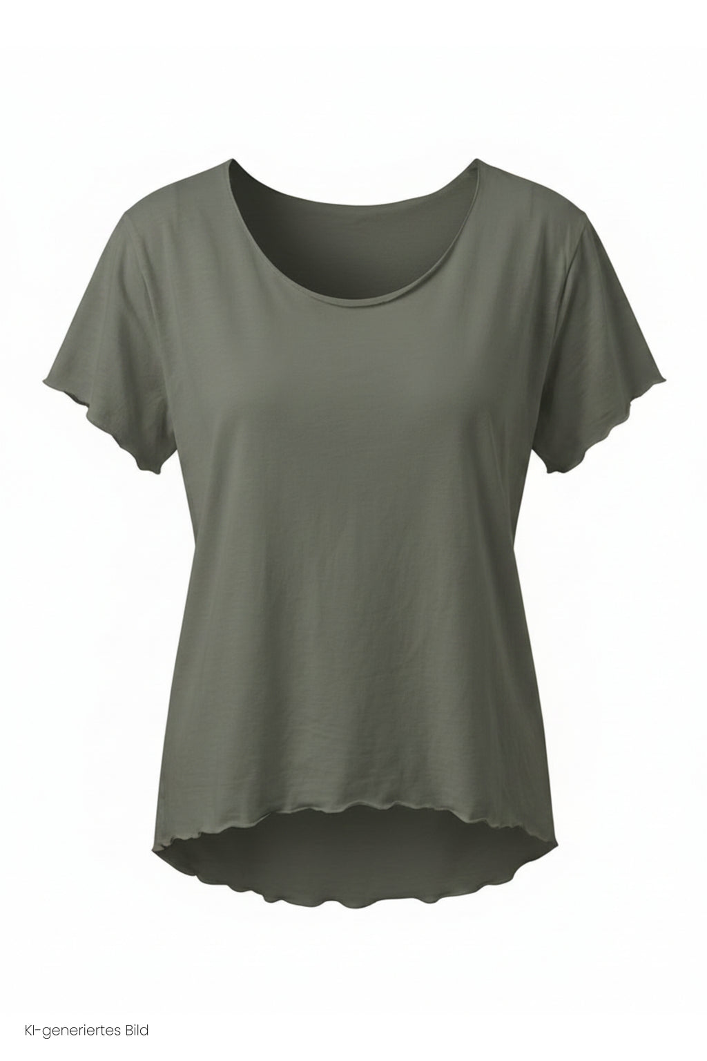 Basic Shirt mit leicht gewellten Abschlüssen - klein, taupe