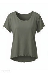 Basic Shirt mit leicht gewellten Abschlüssen - klein, taupe