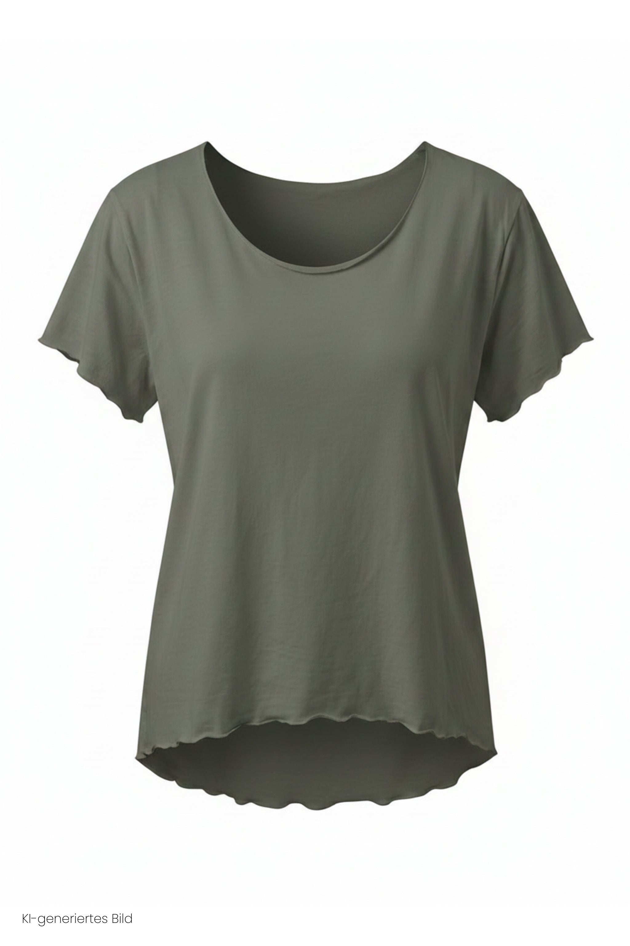 Basic Shirt mit leicht gewellten Abschlüssen - klein, taupe
