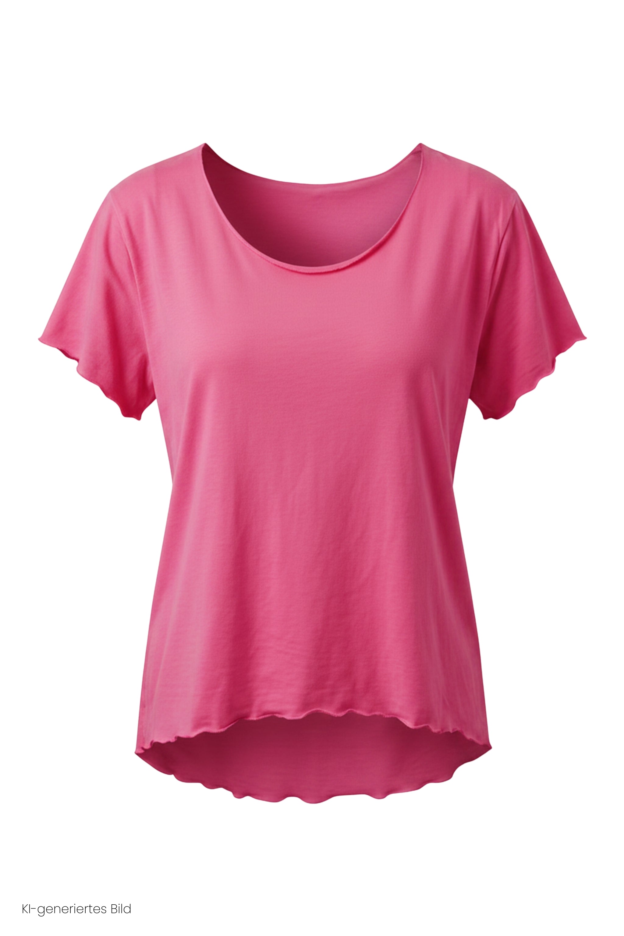 Basic Shirt mit leicht gewellten Abschlüssen - klein, pink
