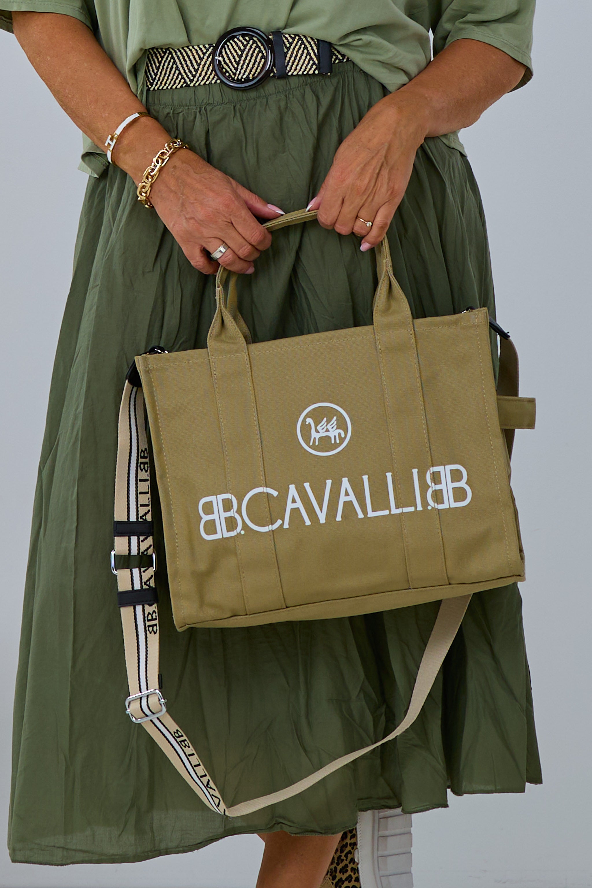 Canvas Shopper mit Schriftzug, schlamm von Trends & Lifestyle