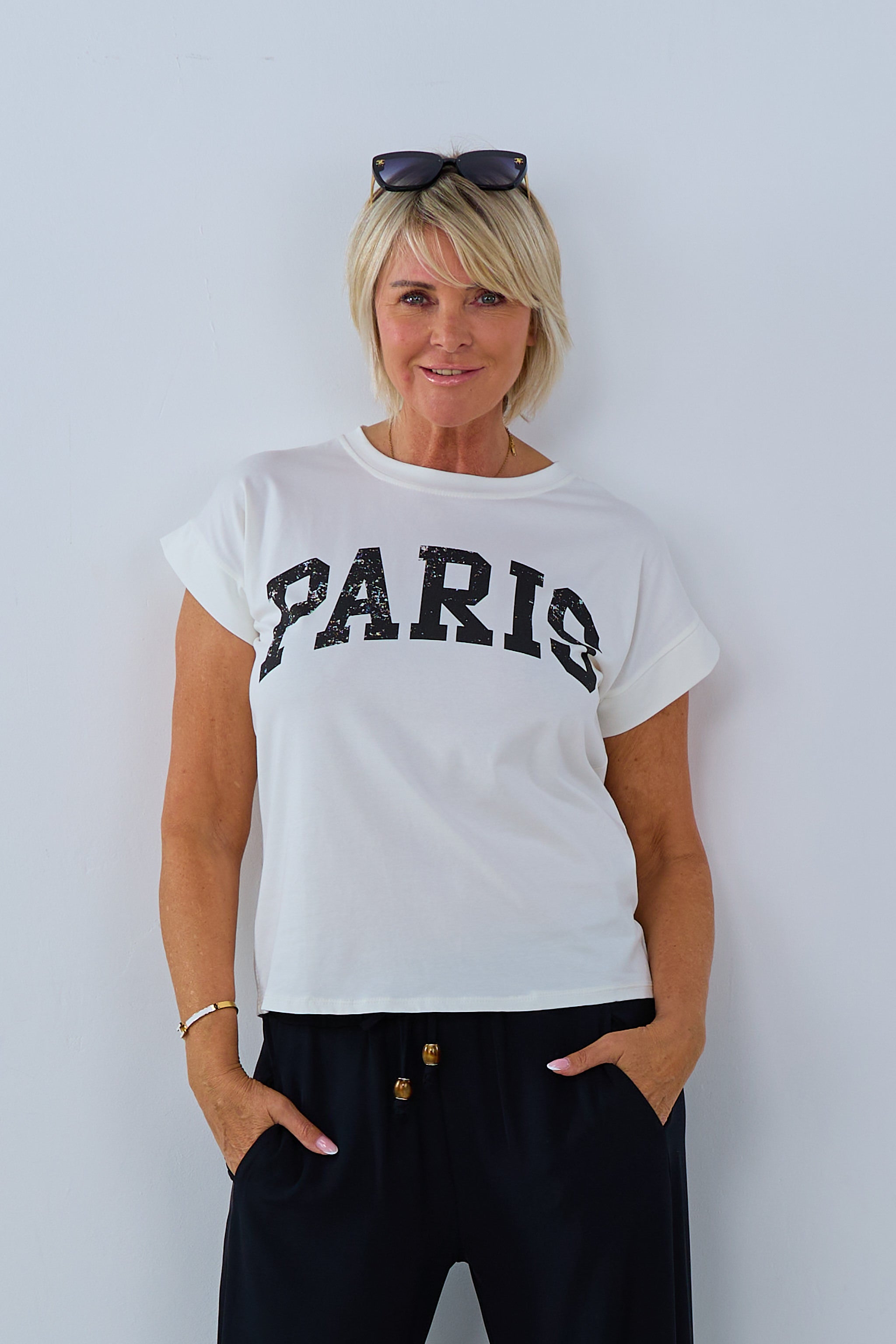 T-Shirt mit Paris-Schriftzug, weiß von Trends & Lifestyle