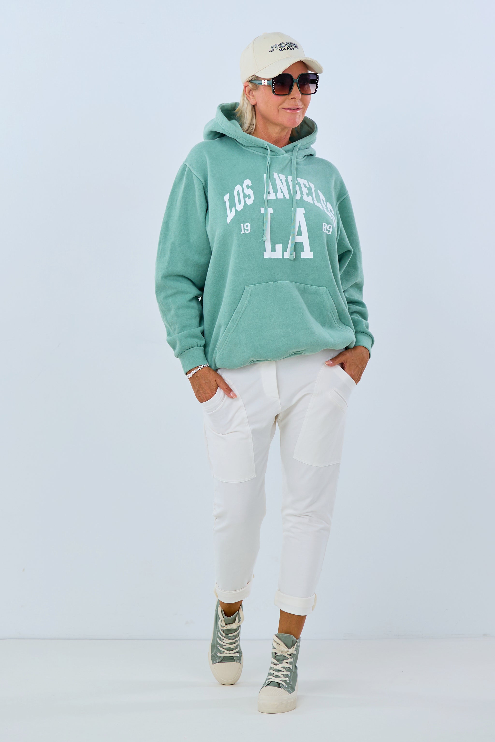 Hoodie mit Los Angeles Schriftzug, grün von Trends & Lifestyle