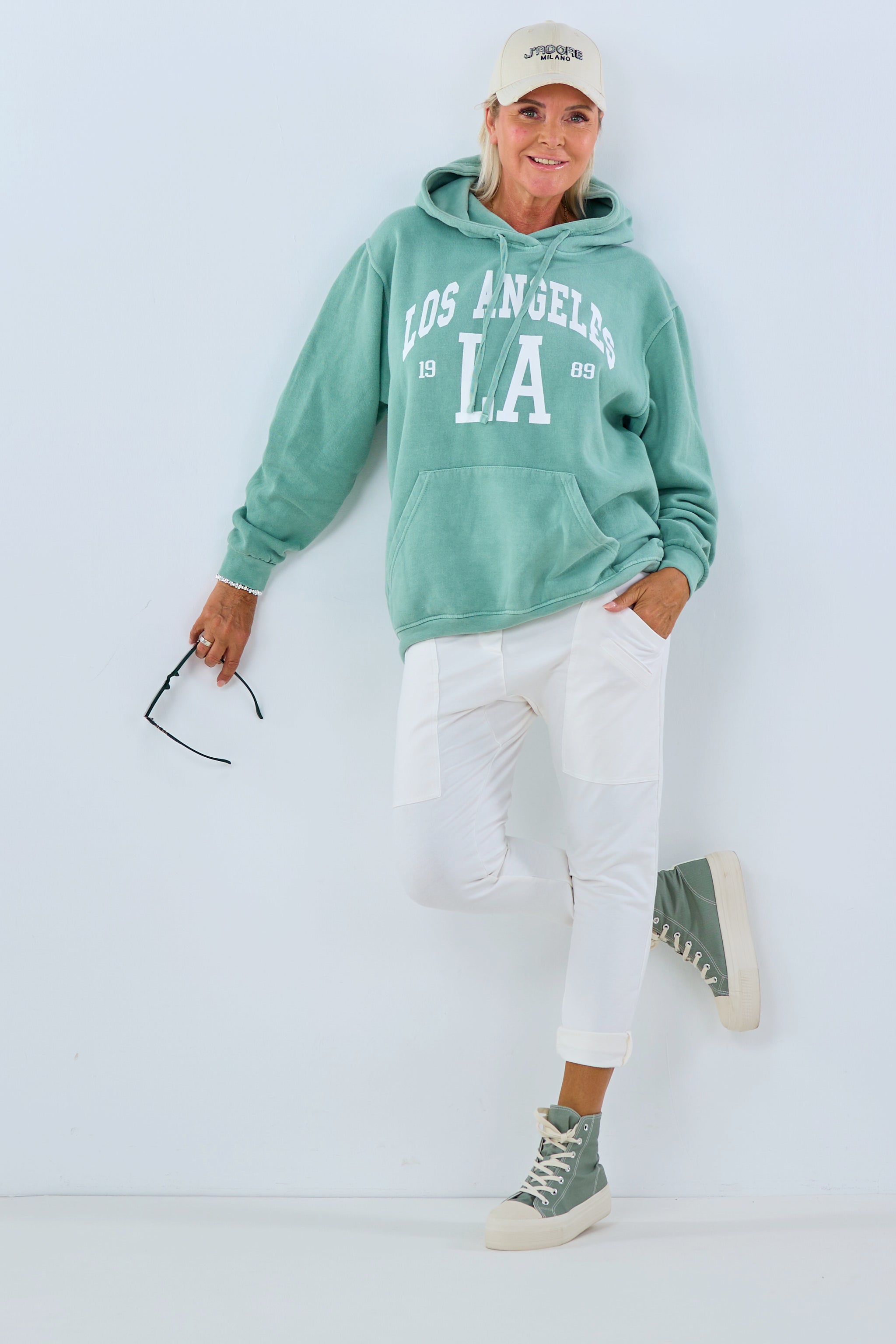 Hoodie mit Los Angeles Schriftzug, grün von Trends & Lifestyle