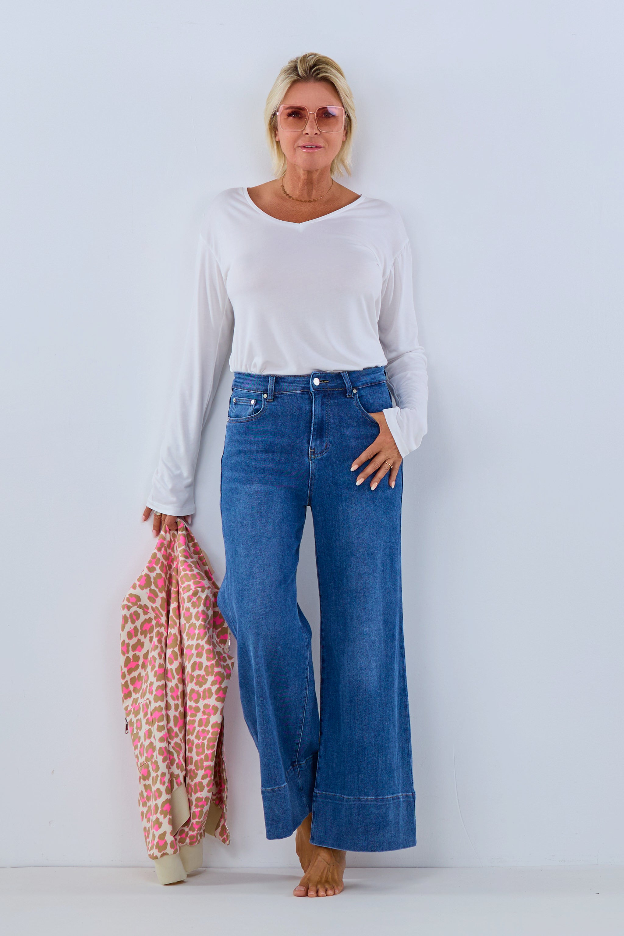 High Waist Jeans mit weiten Beinen, denim blue von Trends & Lifestyle