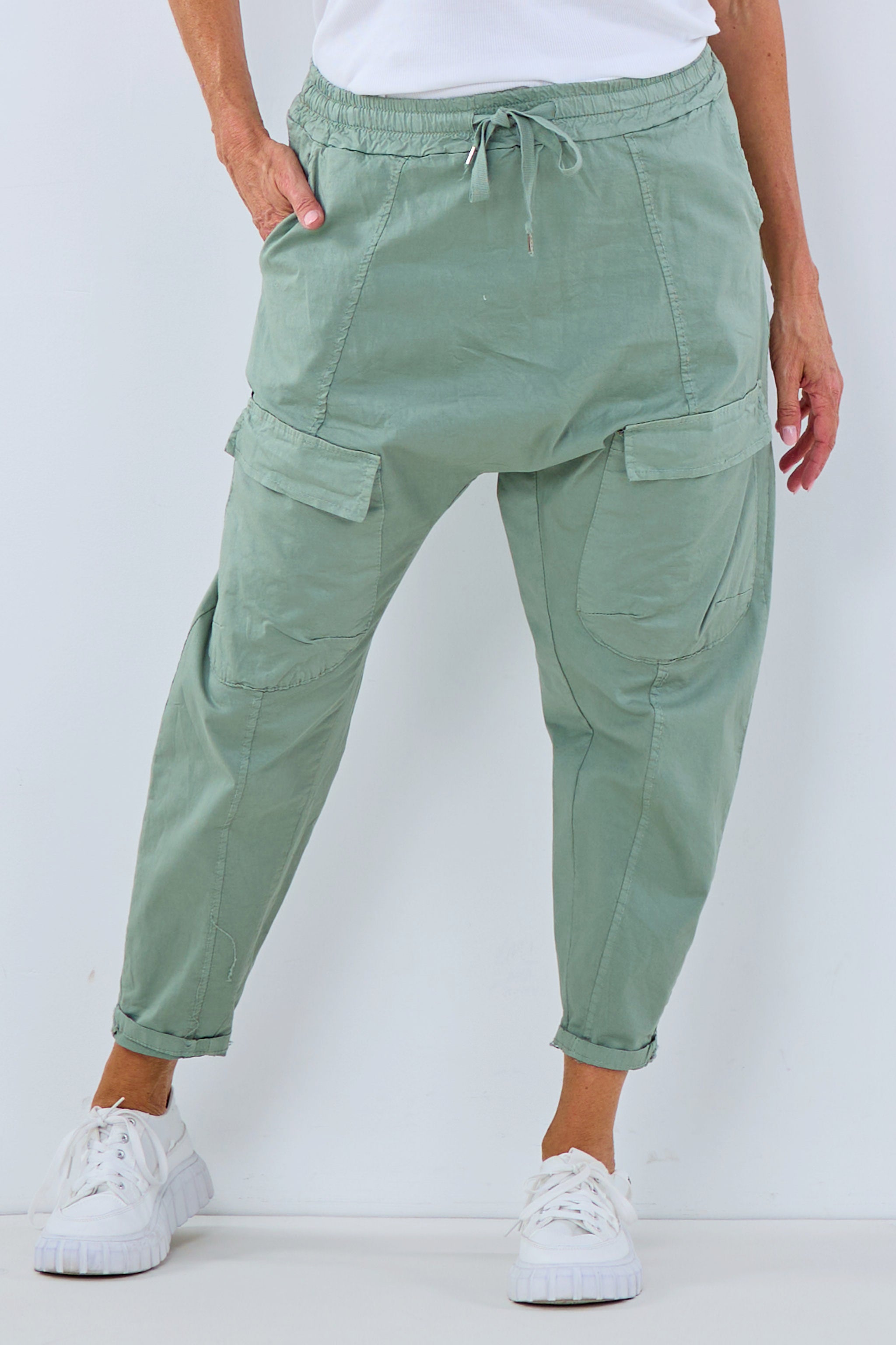 Baggy Hose mit aufgesetzten Taschen, khaki von Trends & Lifestyle