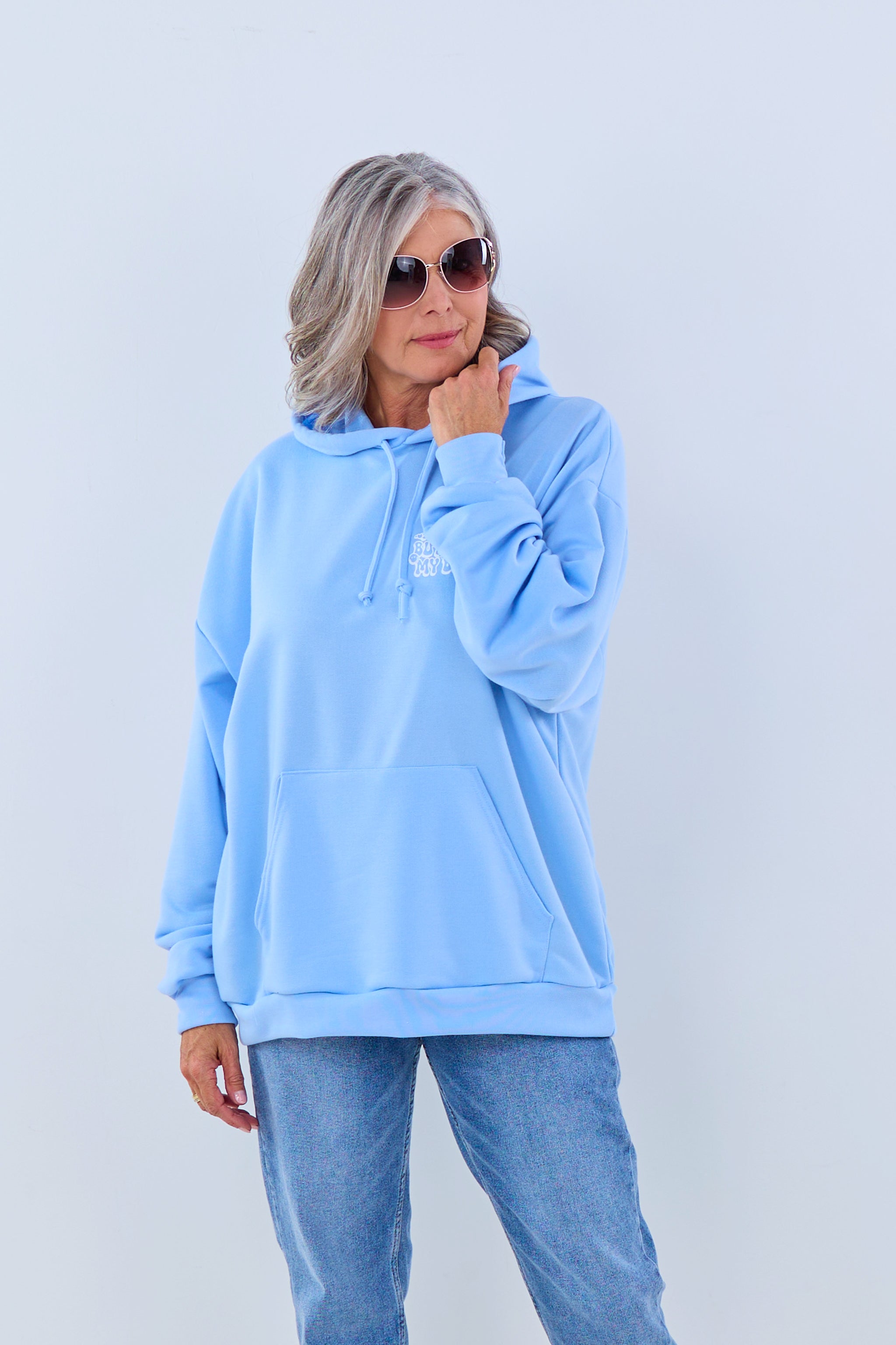 Hoodie mit Print: "Bit of a mess", hellblau von Trends & Lifestyle