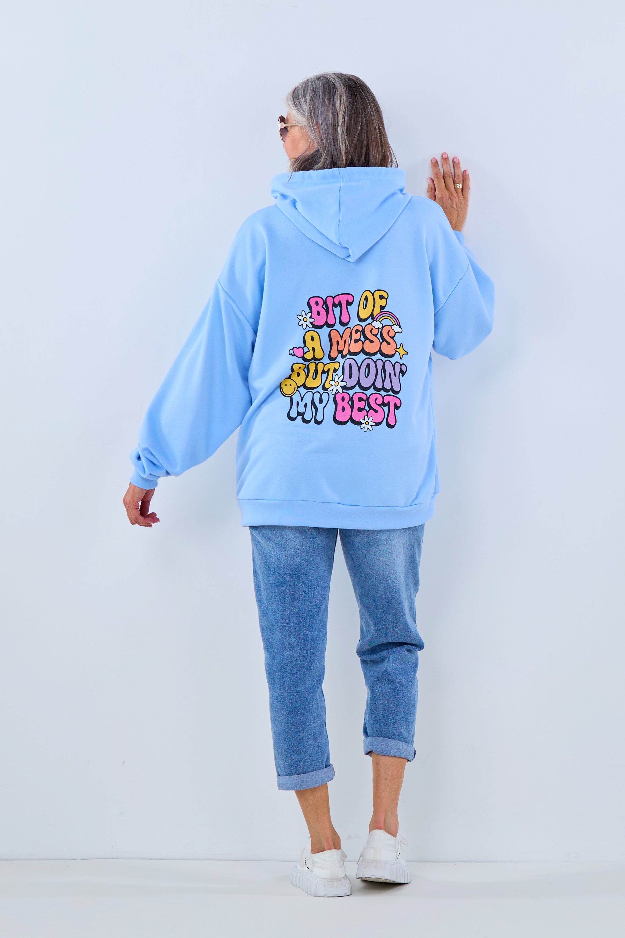 Hoodie mit Print: "Bit of a mess", hellblau von Trends & Lifestyle