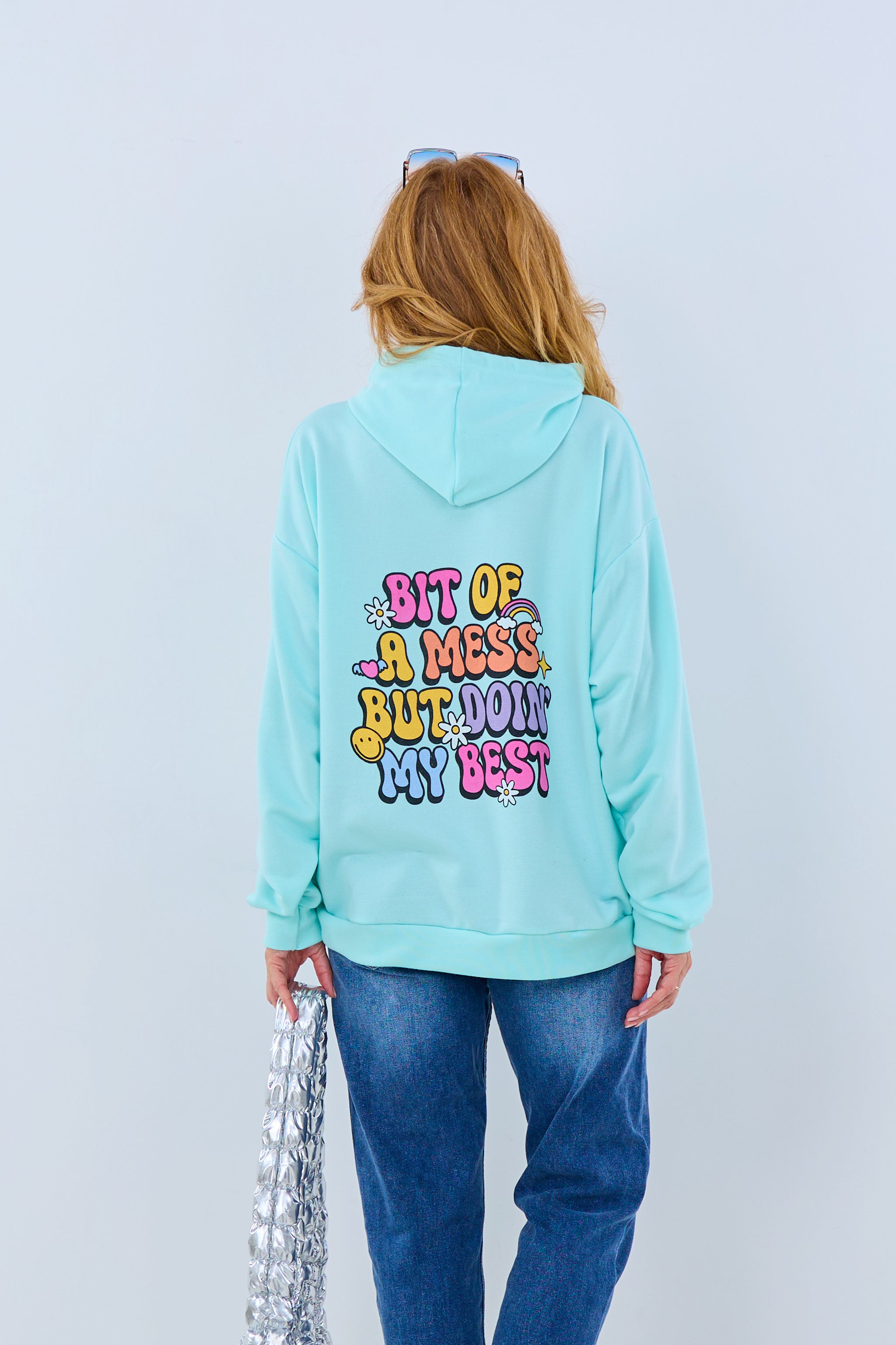 Hoodie mit Print: "Bit of a mess", mint von Trends & Lifestyle