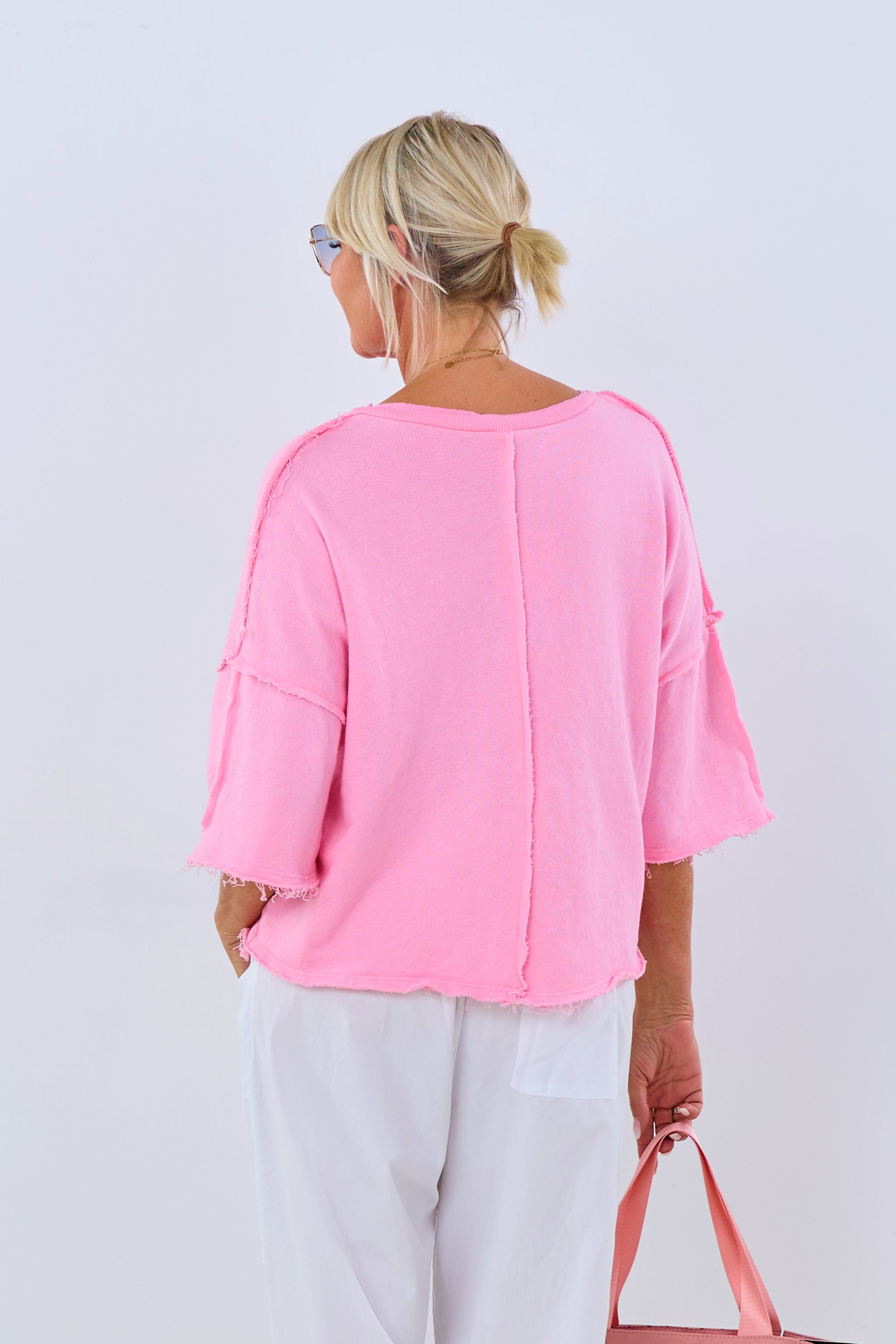 Kurzarm-Sweaty mit Paris Druck, rosa von Trends & Lifestyle