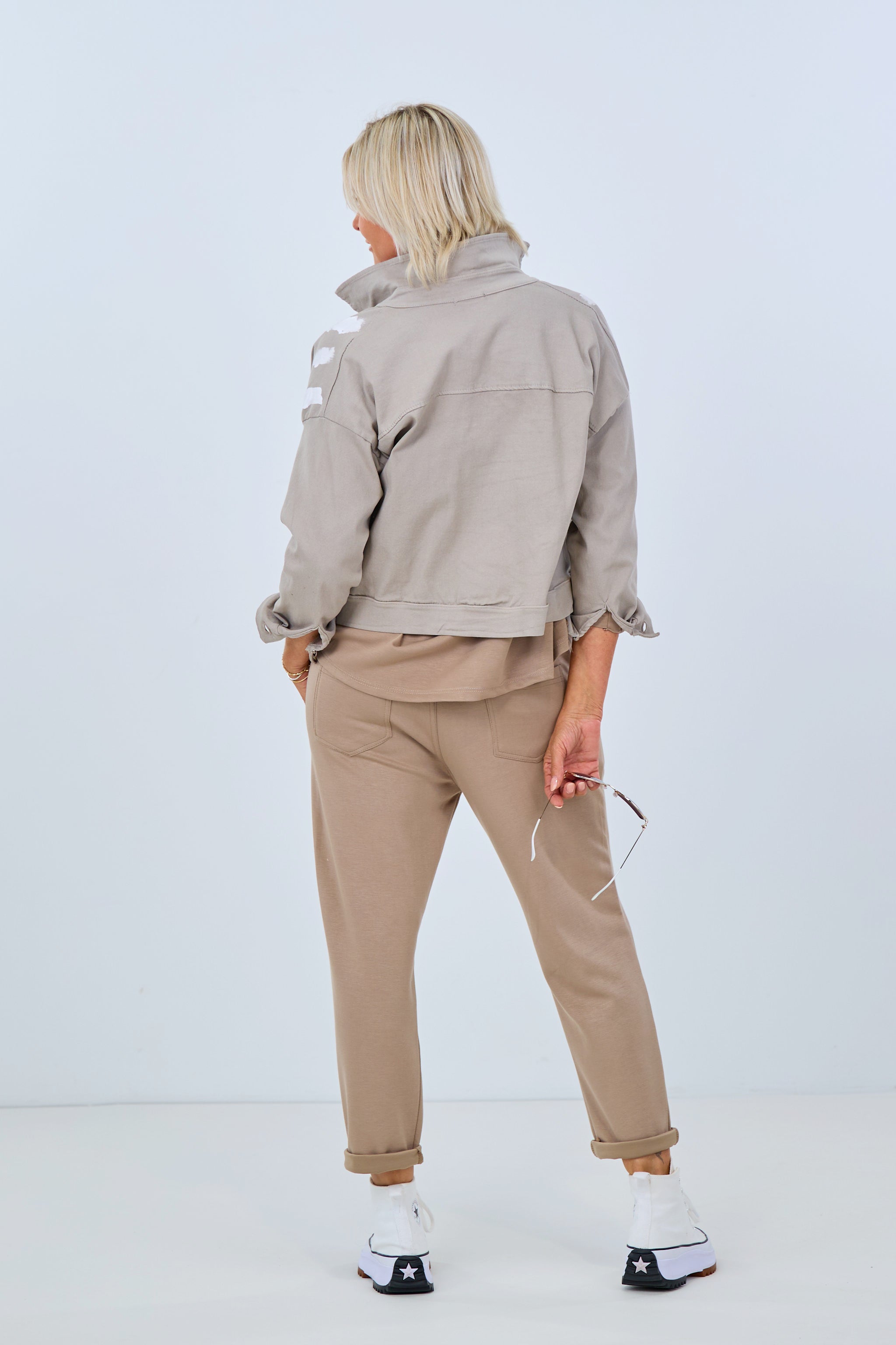 Jeansjacke mit Druck, taupe von Trends & Lifestyle