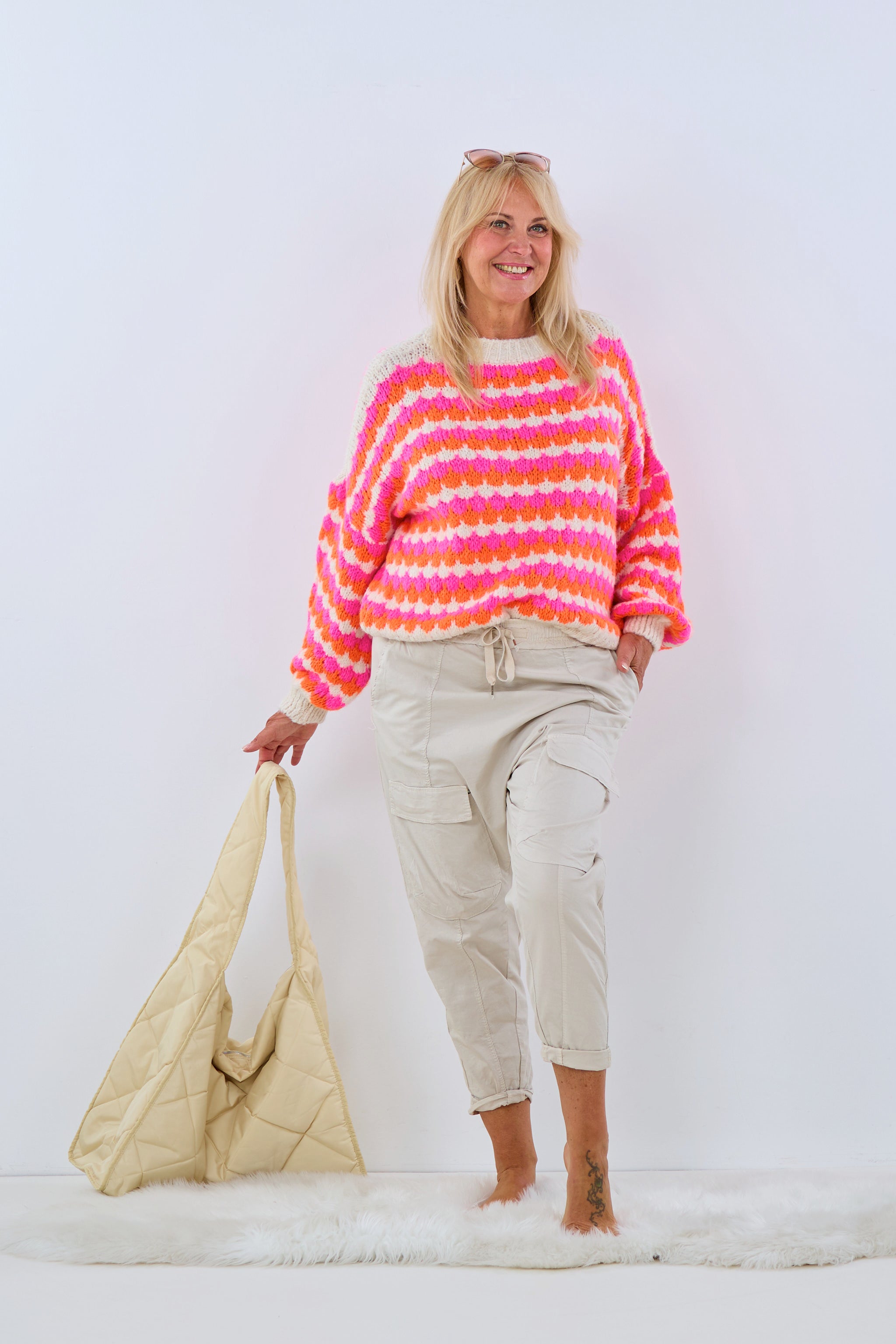 Grobstrick Pullover, orange-pink von Trends & Lifestyle