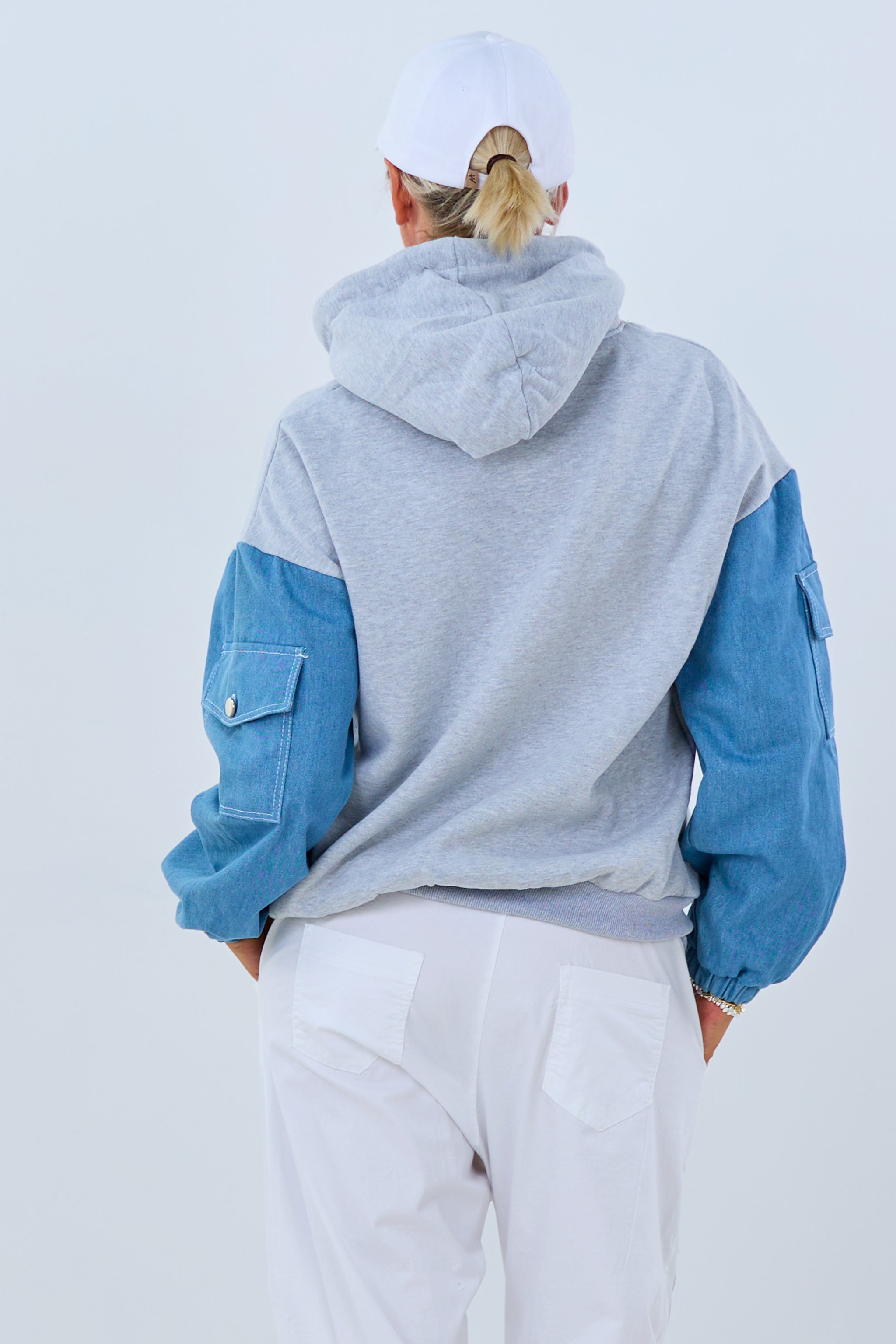 Hoodie mit Jeansärmeln, grau-hellbl von Trends & Lifestyle