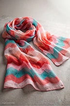 Tuch mit Wellenmuster, rosa-mint