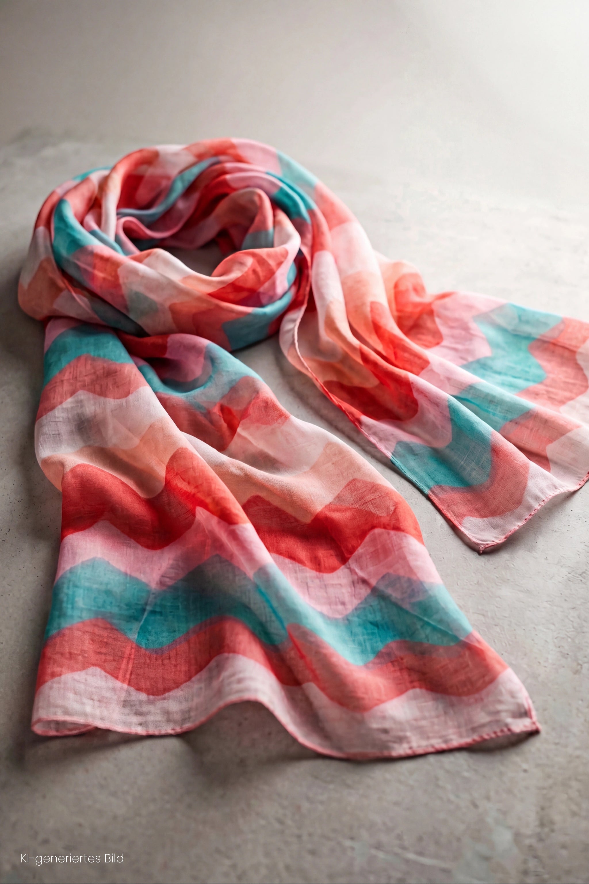 Tuch mit Wellenmuster, rosa-mint