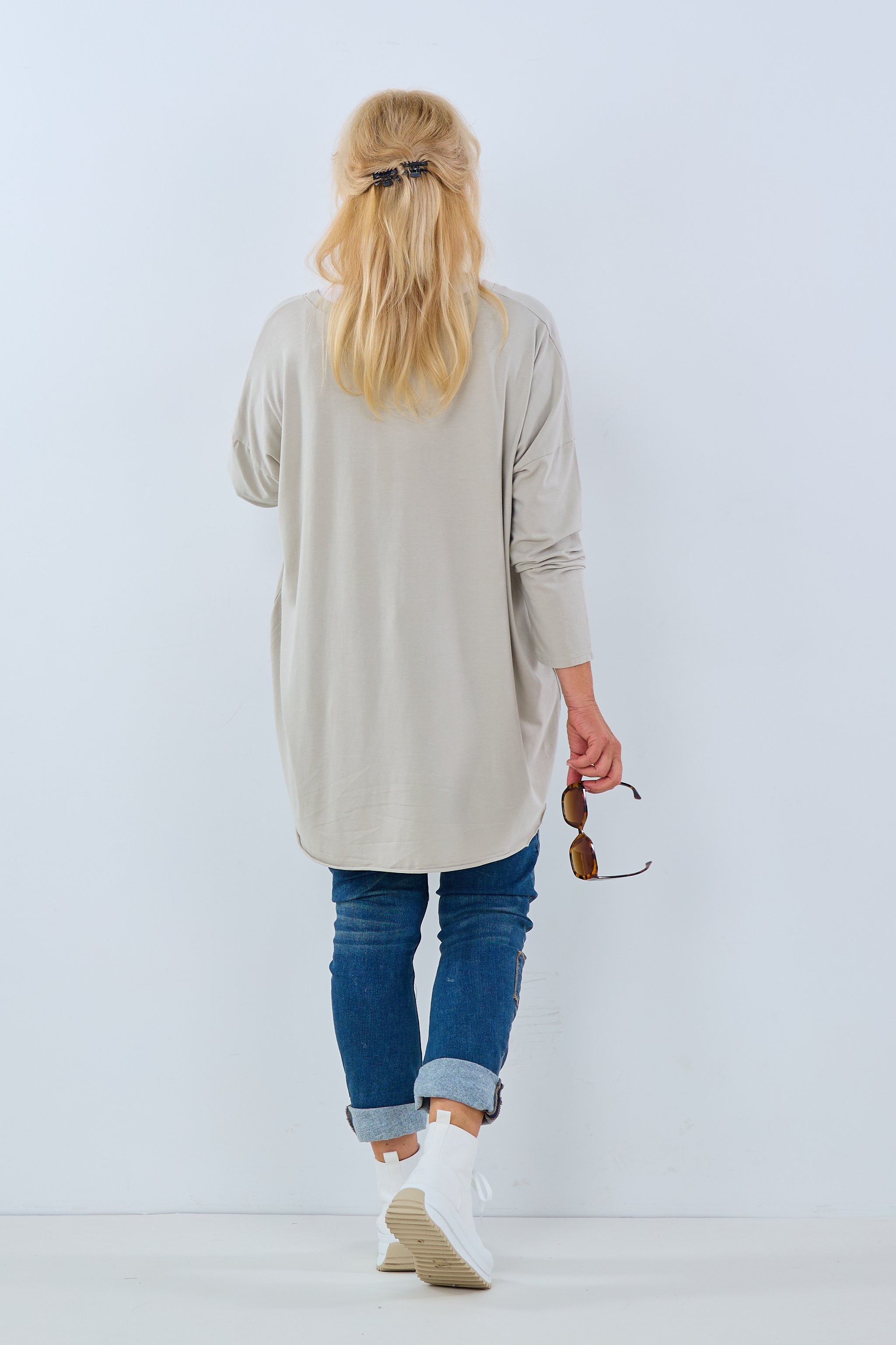 Oversized Shirt mit Nieten, stein