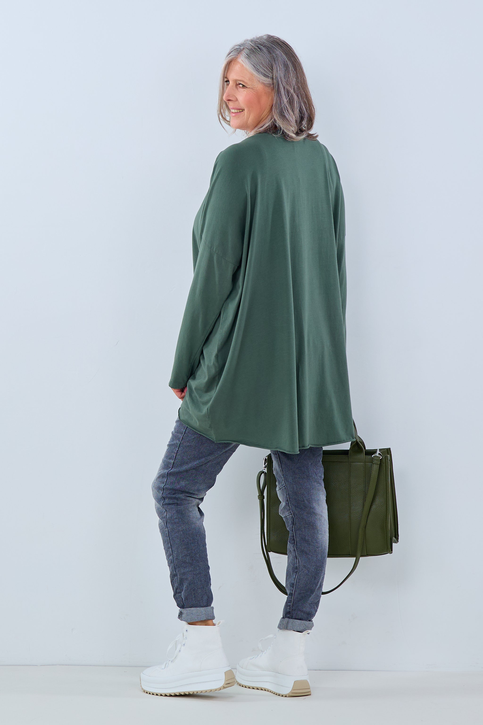 Oversized Shirt with Rivets, khaki