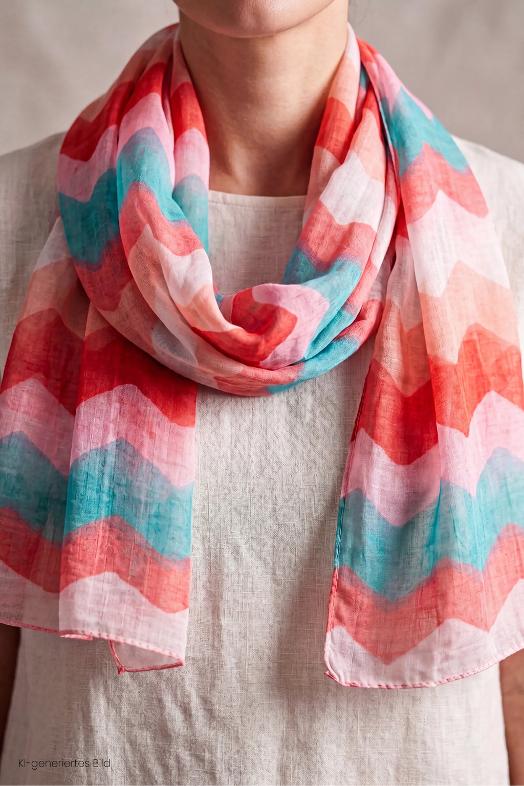 Tuch mit Wellenmuster, rosa-mint