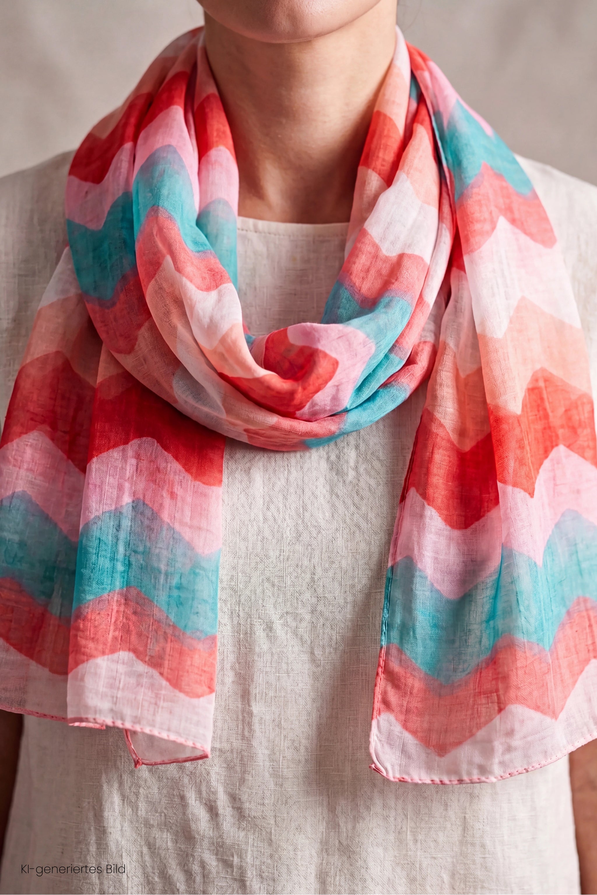 Tuch mit Wellenmuster, rosa-mint
