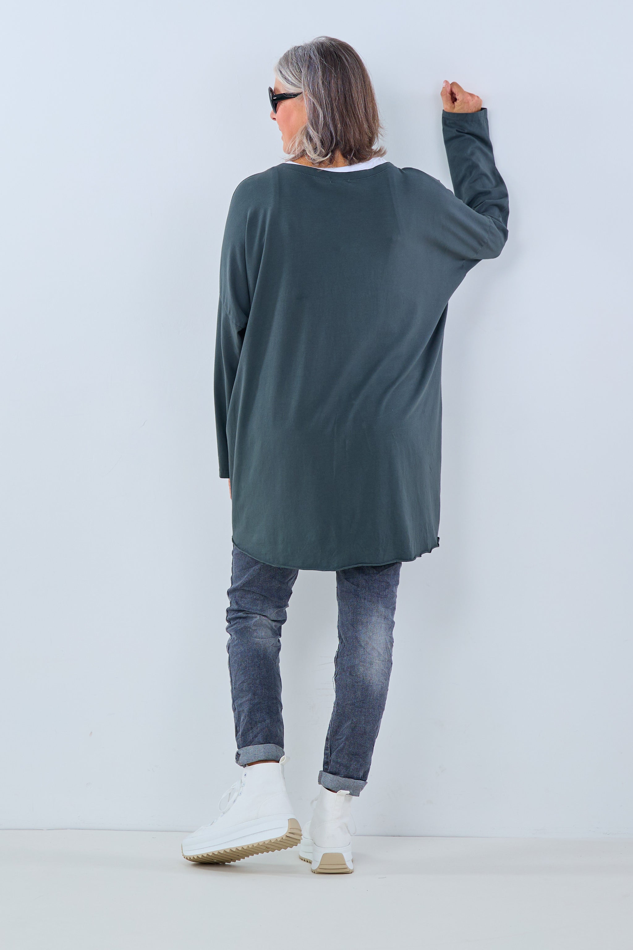 Oversized Shirt mit Nieten, anthrazit