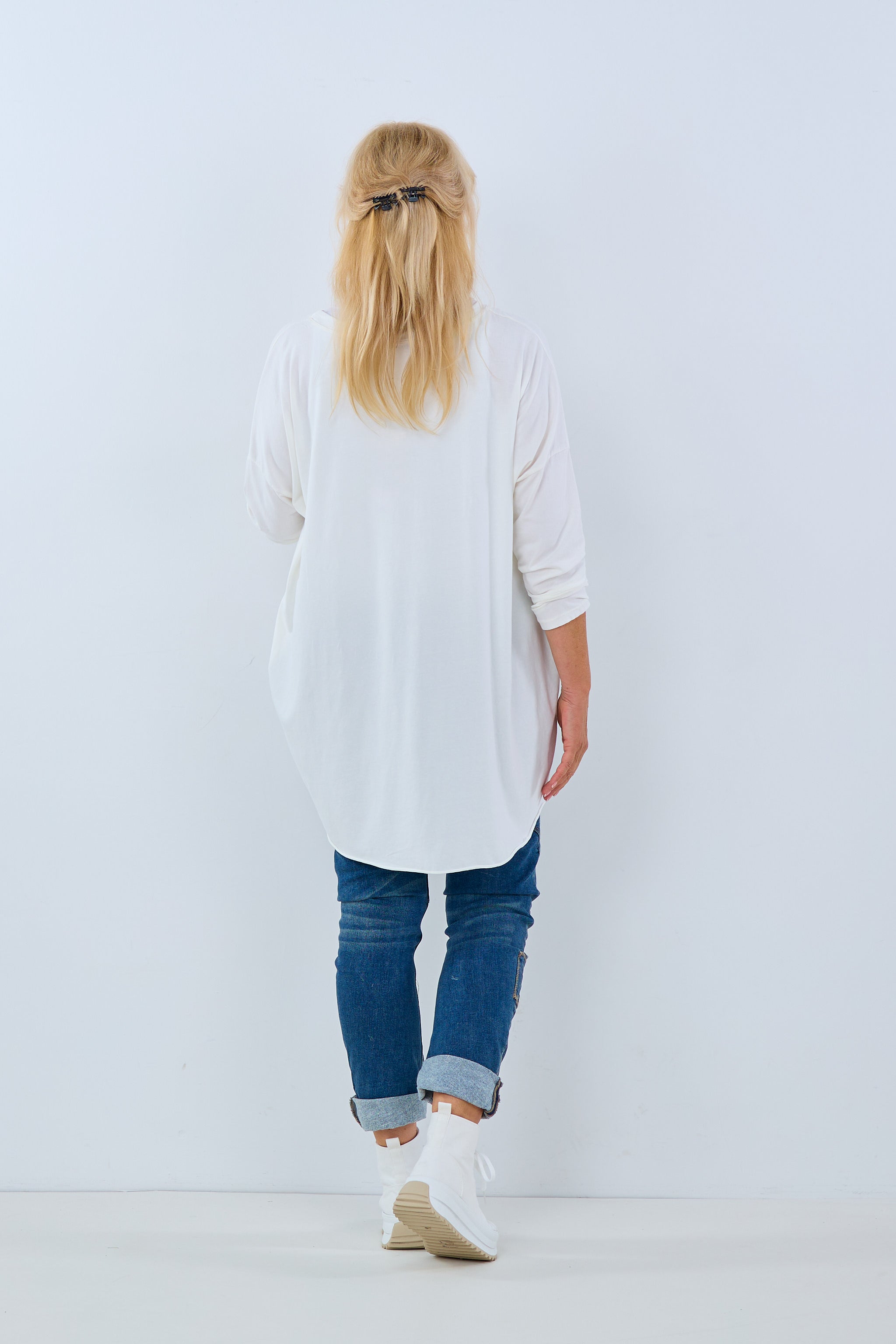 Oversized Shirt with Rivets, Ecru