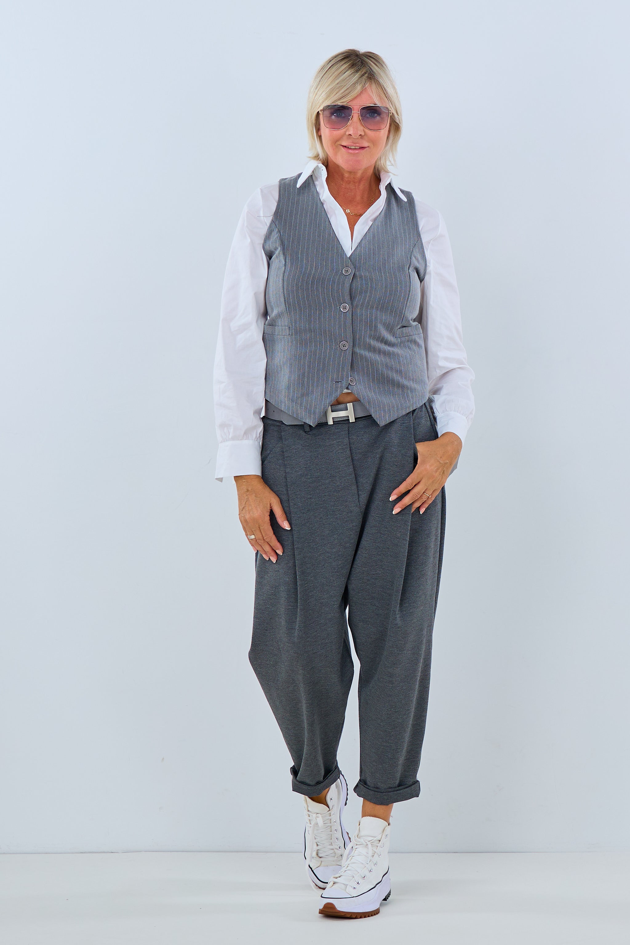 Pinstripe vest, grey-white