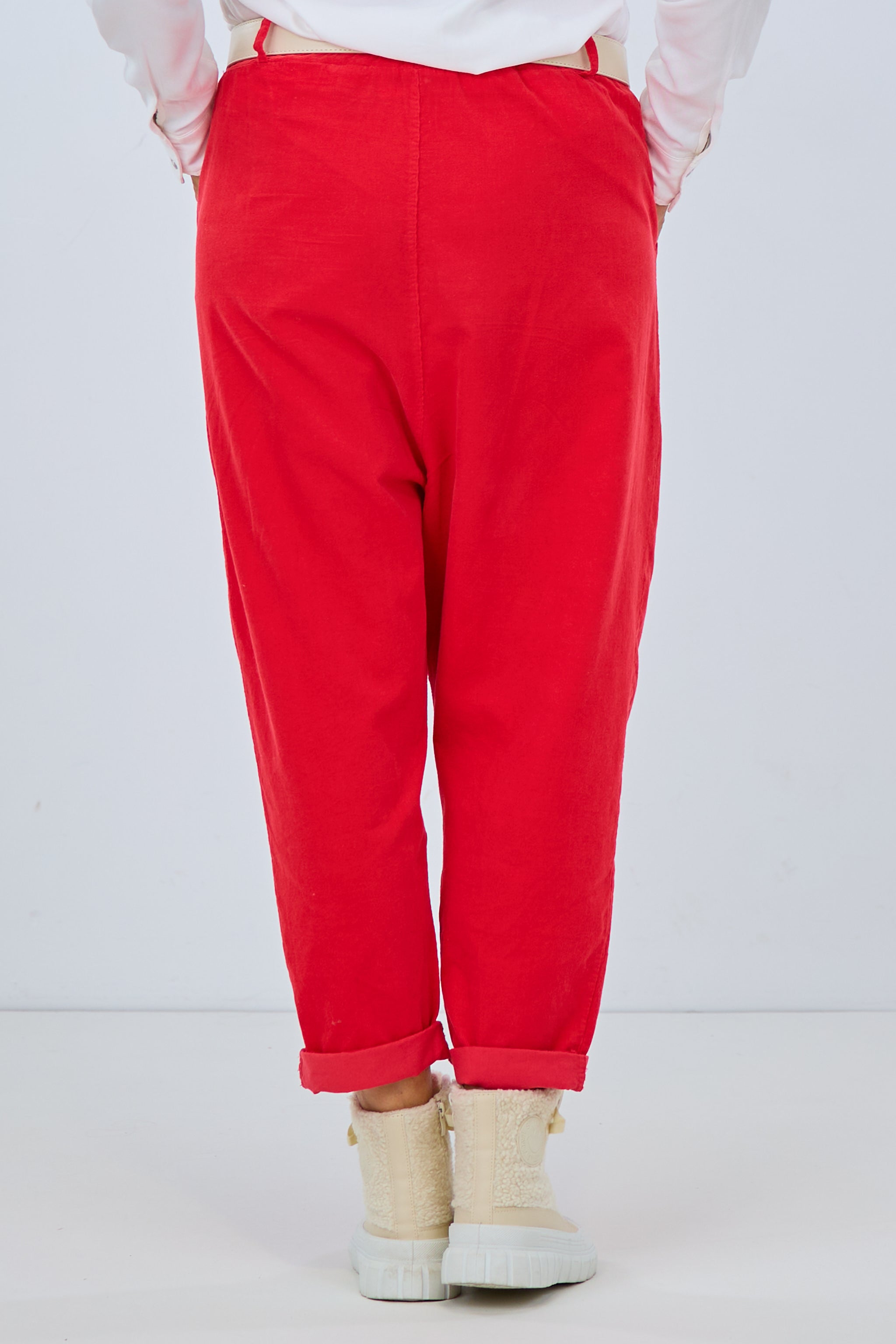 Elegant Baggy Corduroy Trousers, red