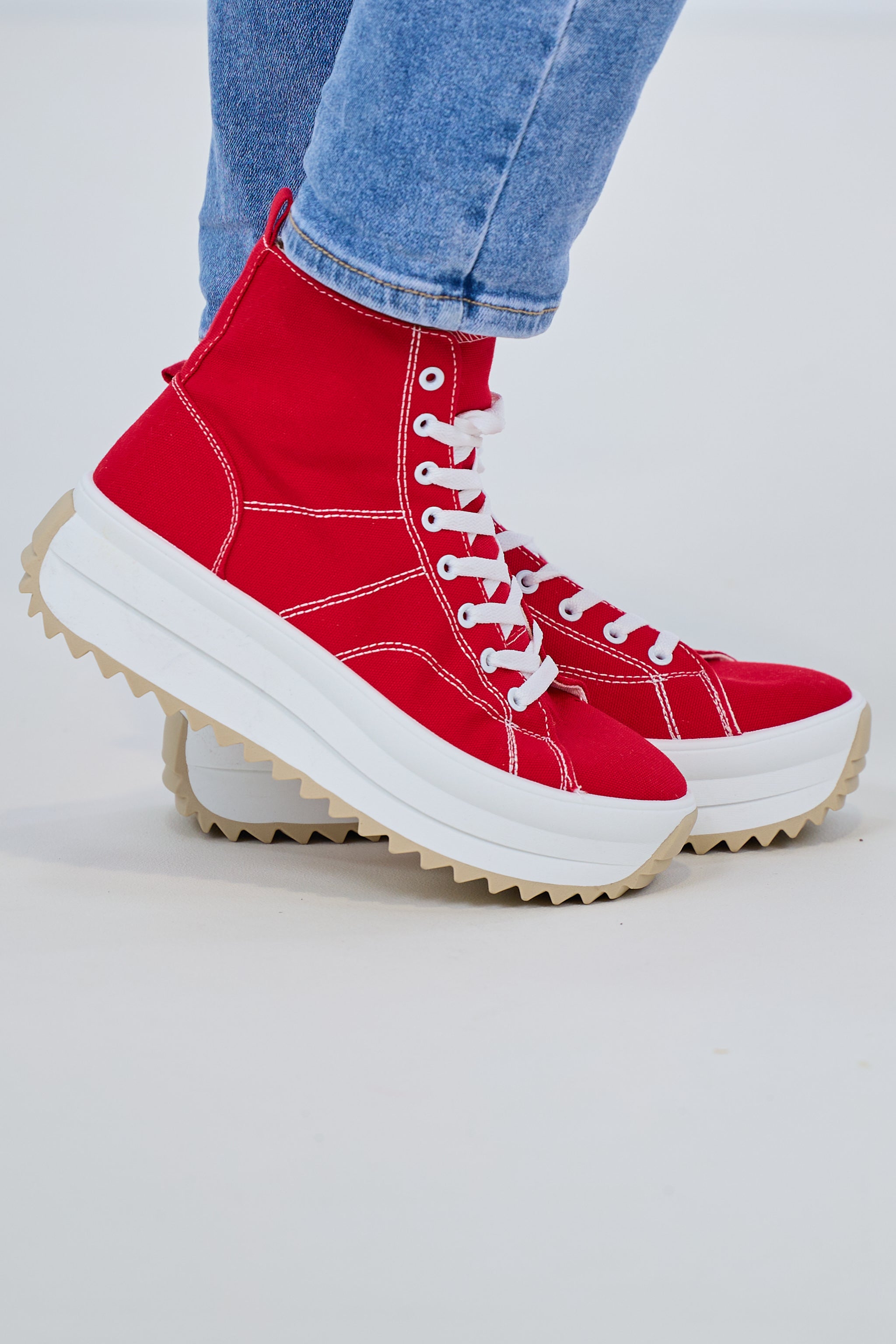 High Sneaker mit Plateausohle, rot von Trends & Lifestyle