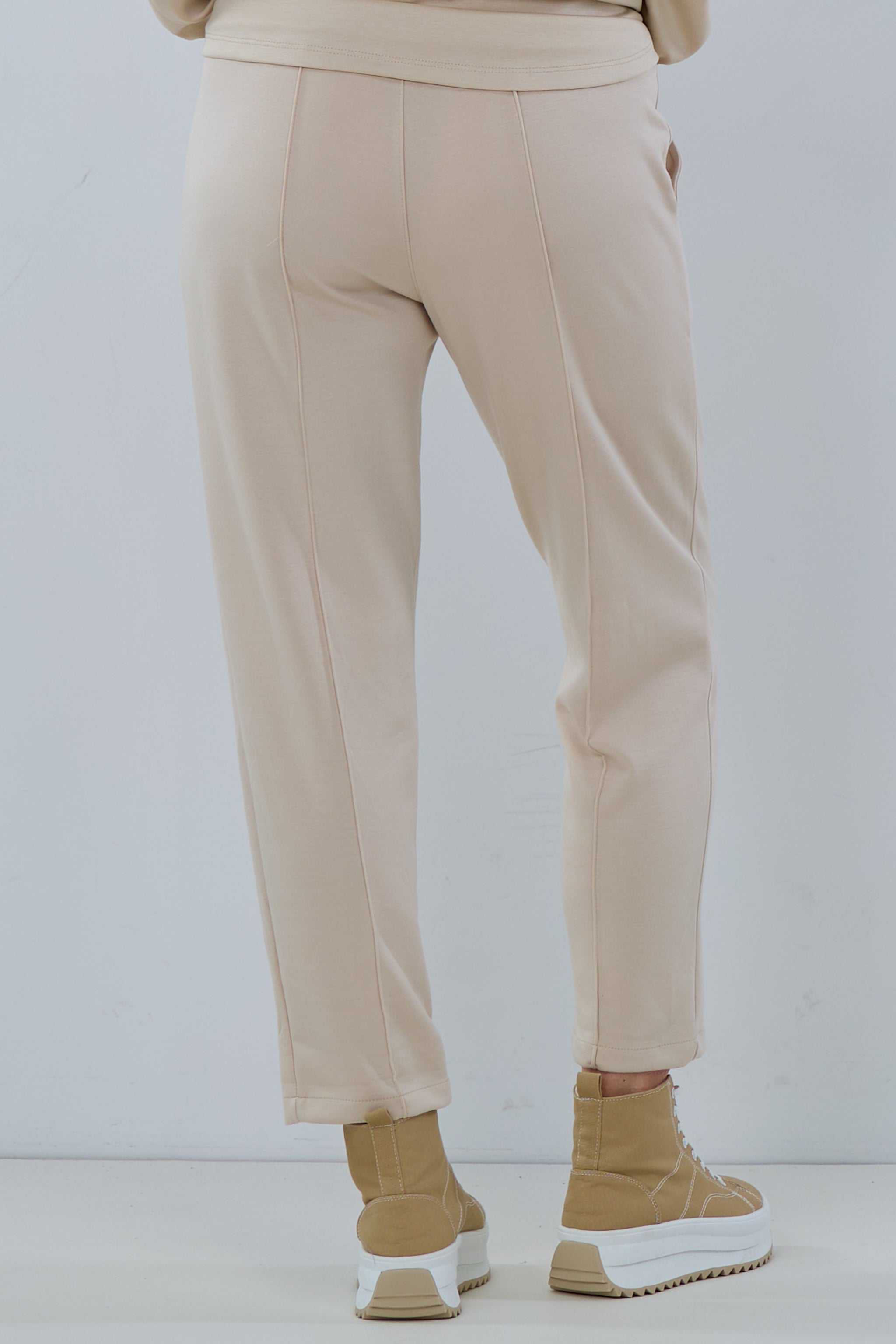 soft pull-on trousers with Paris flock, beige