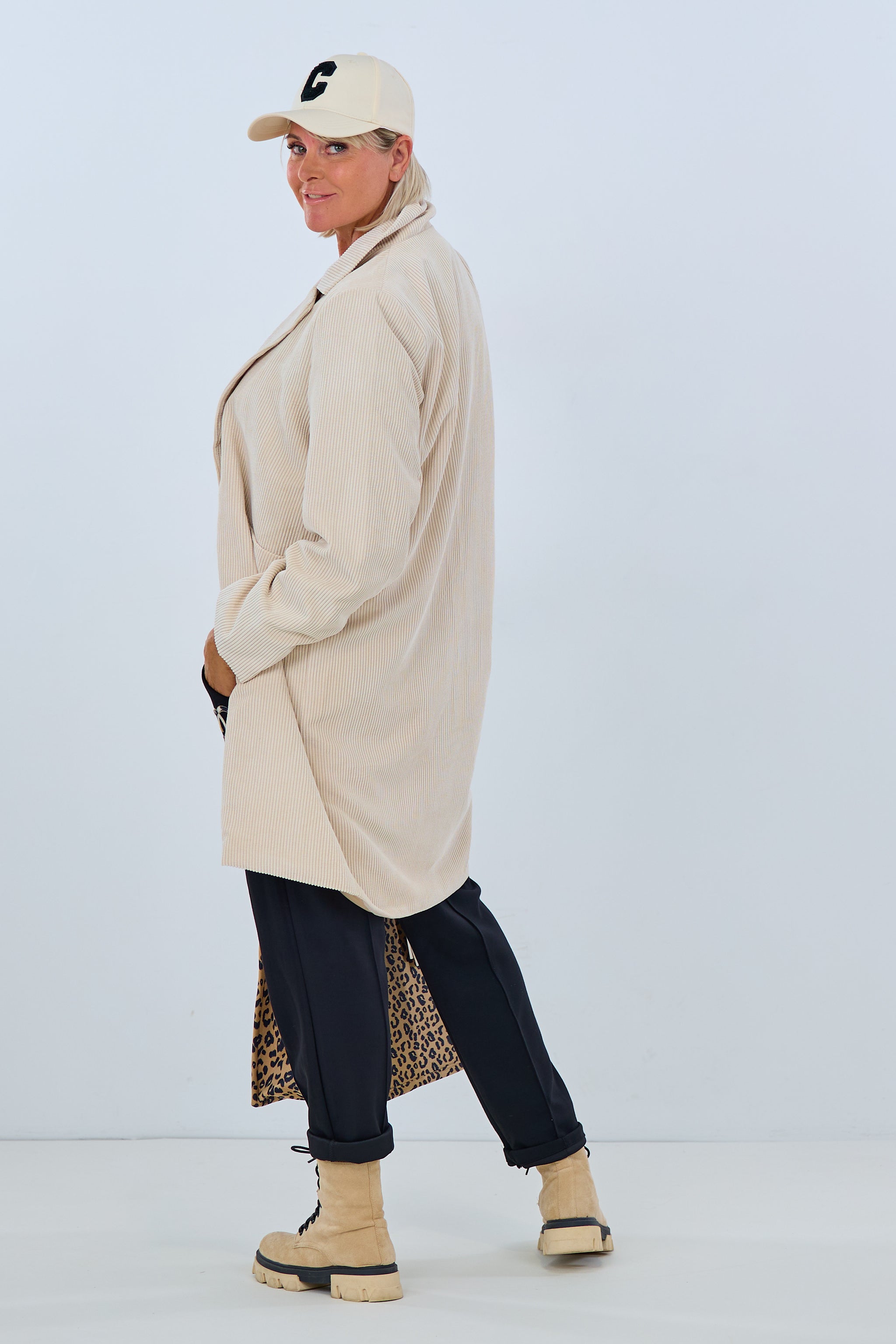 oversized short coat, beige